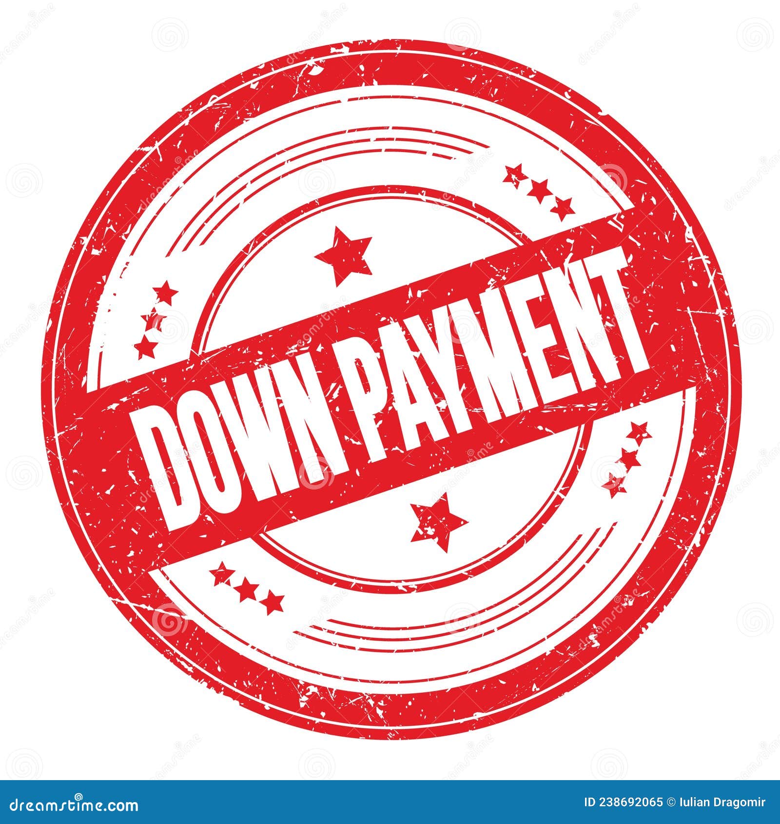 DOWN PAYMENT Text on Red Round Grungy Stamp Stock Illustration Illustration of sign, word