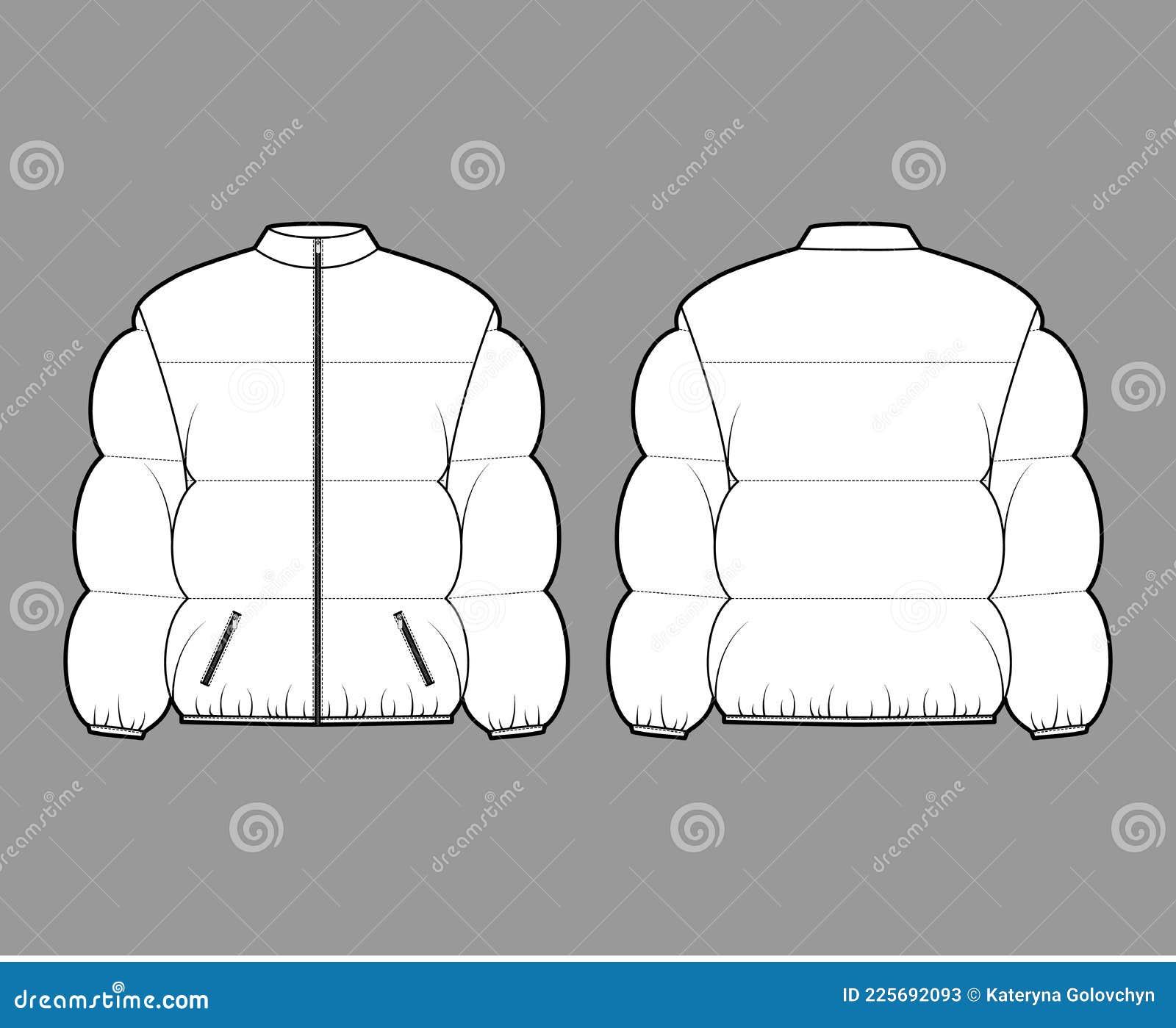 Puffer Coat Flat Illustrator Sketch -   Flat drawings, Technical  drawing, Drawing clothes