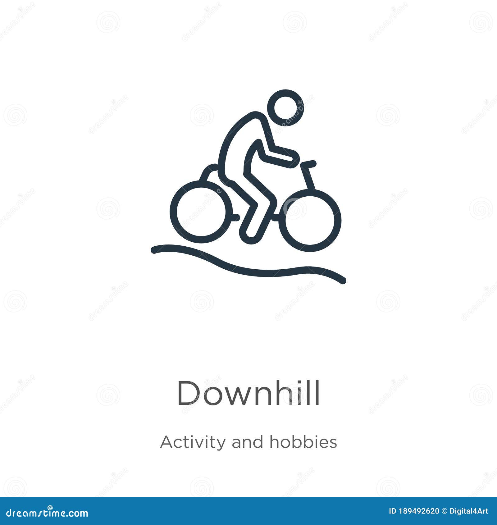 Downhill Icon. Thin Linear Downhill Outline Icon Isolated on White