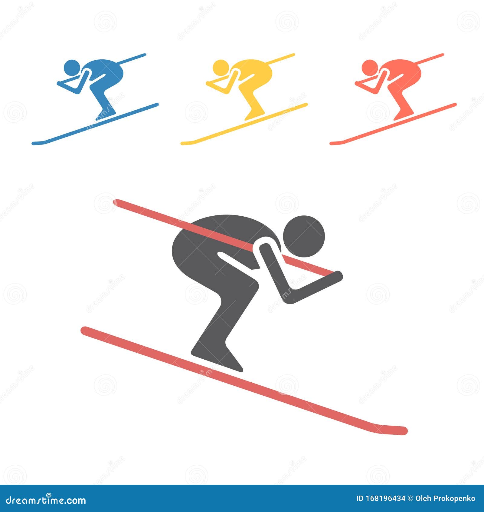 Downhill Skiing Icon. Vector Signs for  Graphics. Stock Vector