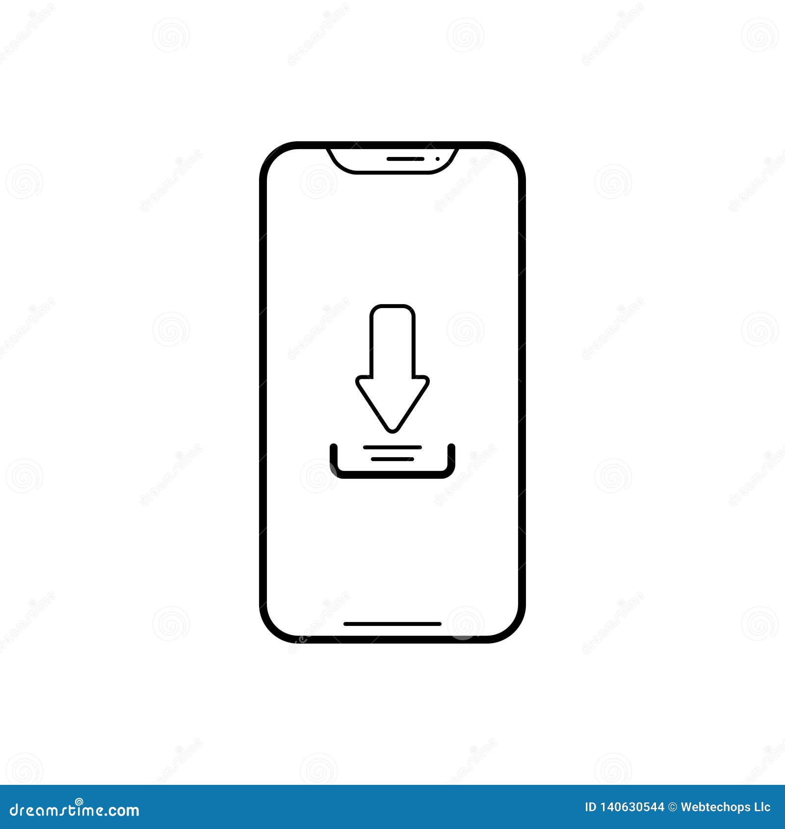 Black Line Icon for Download App, Phone and Software Stock Vector
