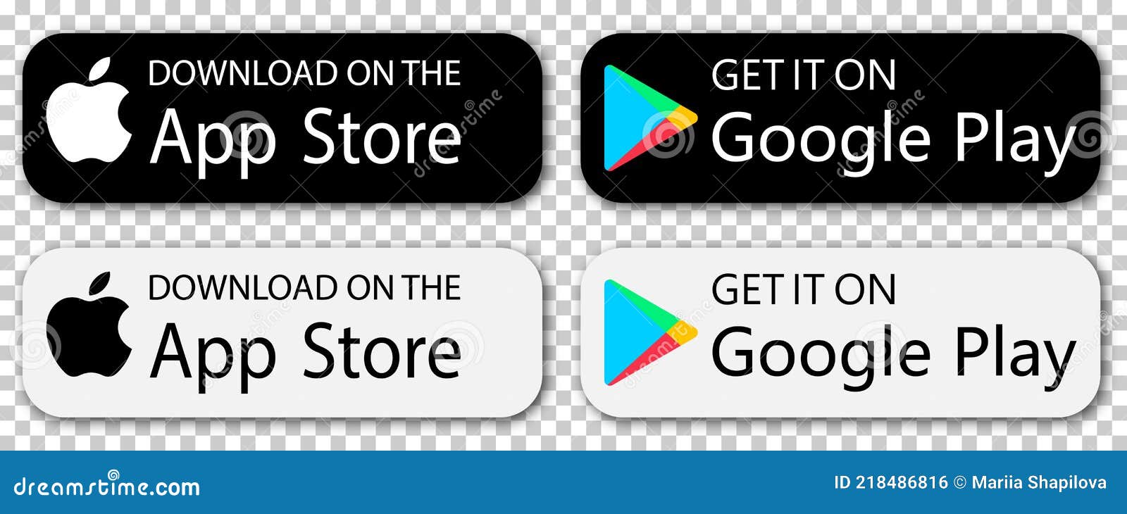 Vetor de App store buttons set. Google Play Store logo.