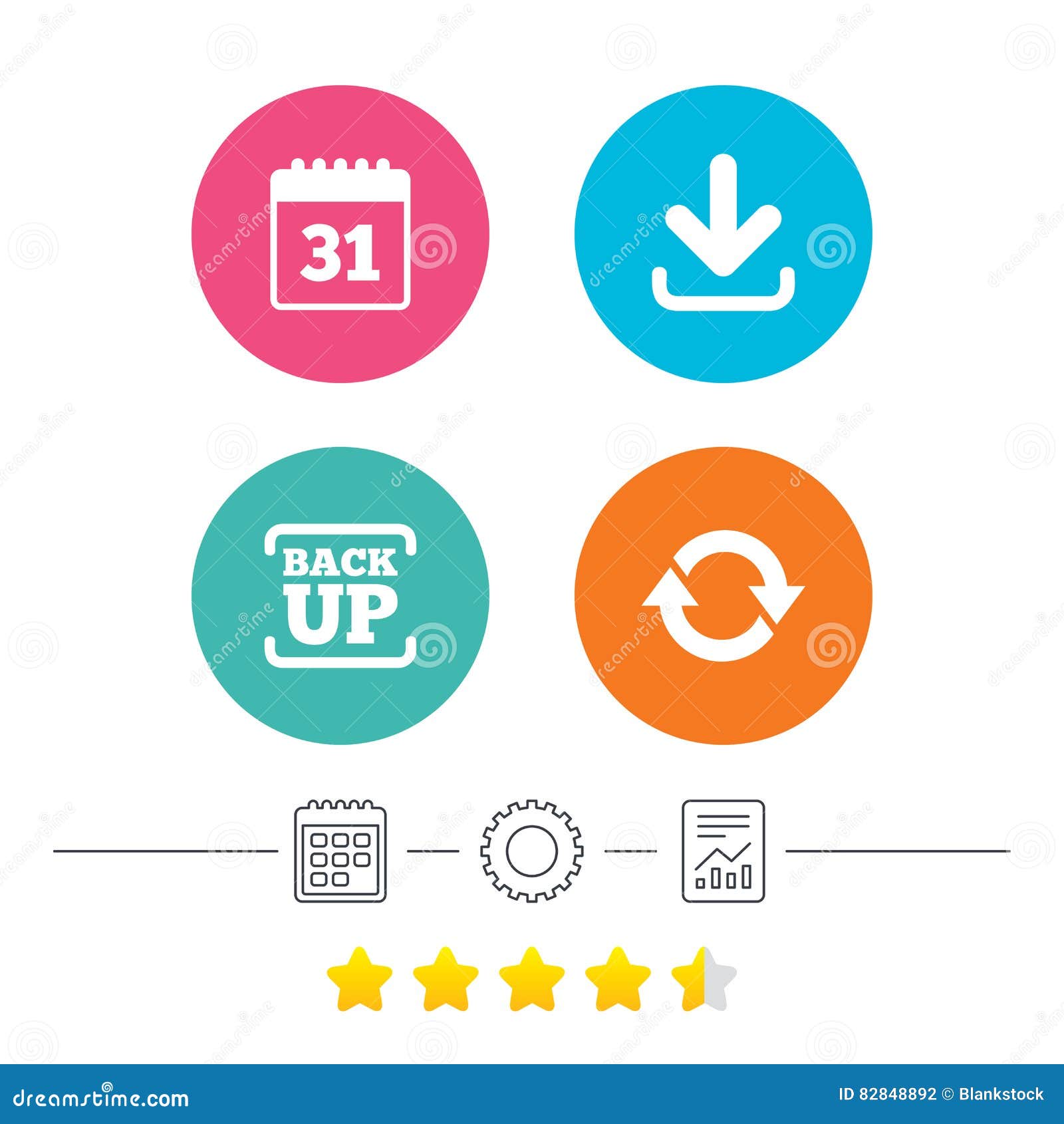 Download and Backup Signs. Calendar, Rotation. Stock Vector
