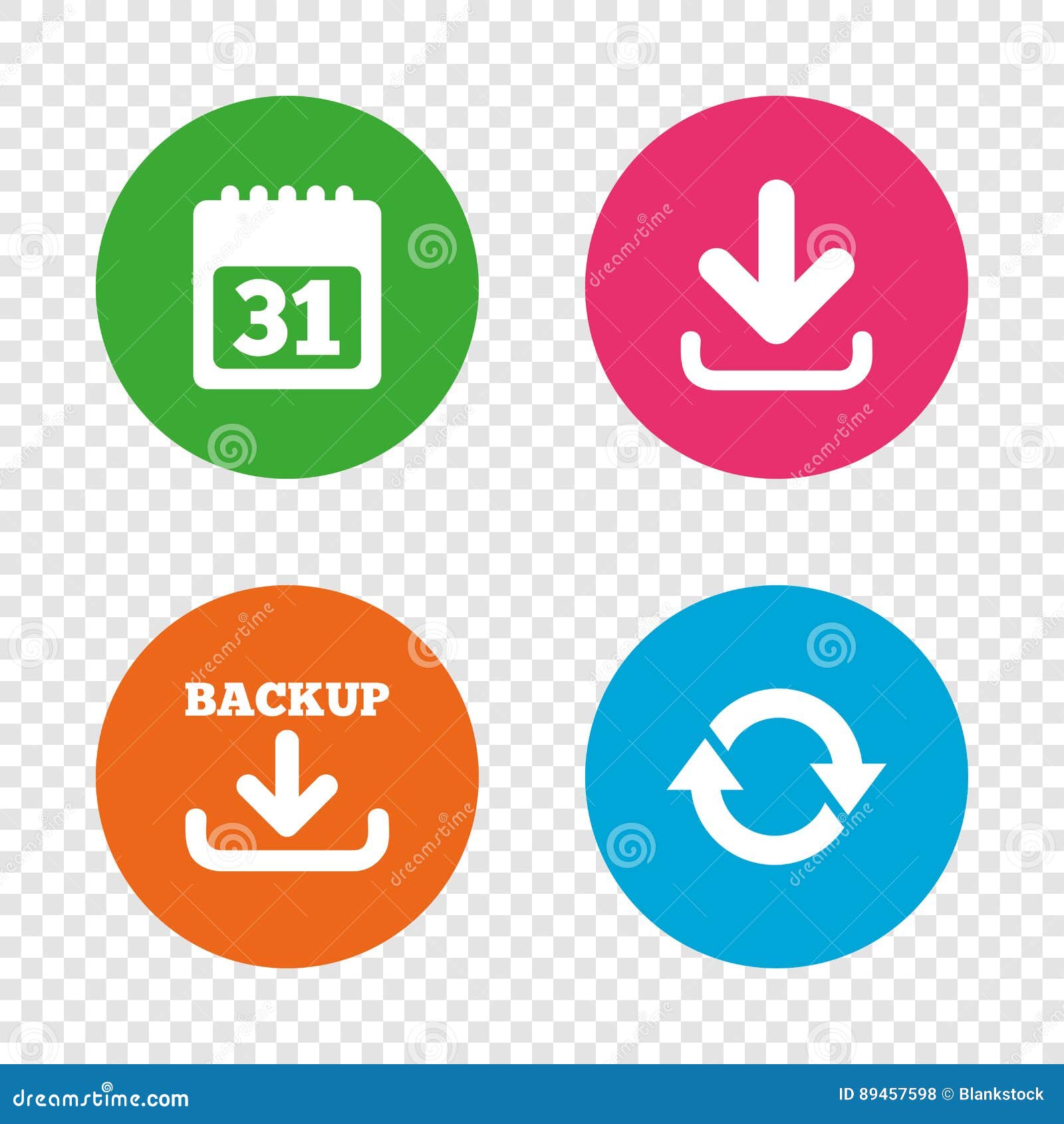 Download and Backup Signs. Calendar, Rotation. Stock Vector
