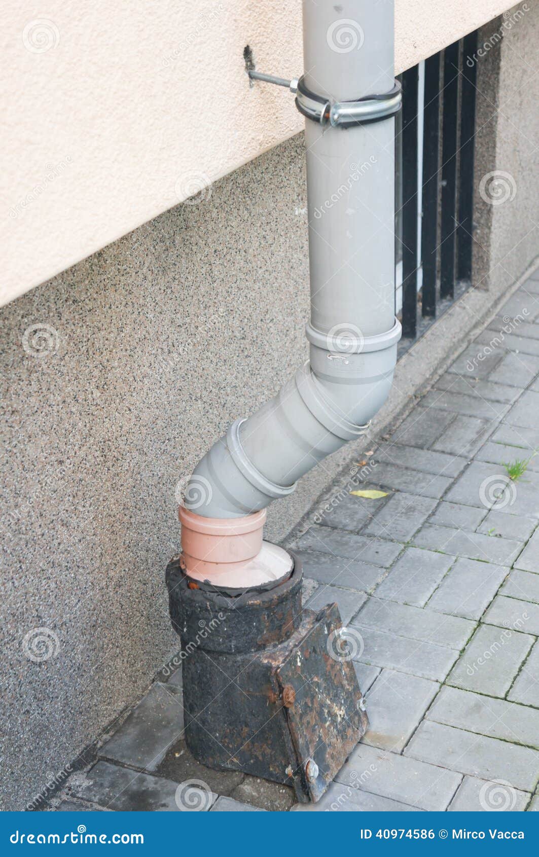 Downspout end stock photo. Image of pavement, wall, long 40974586