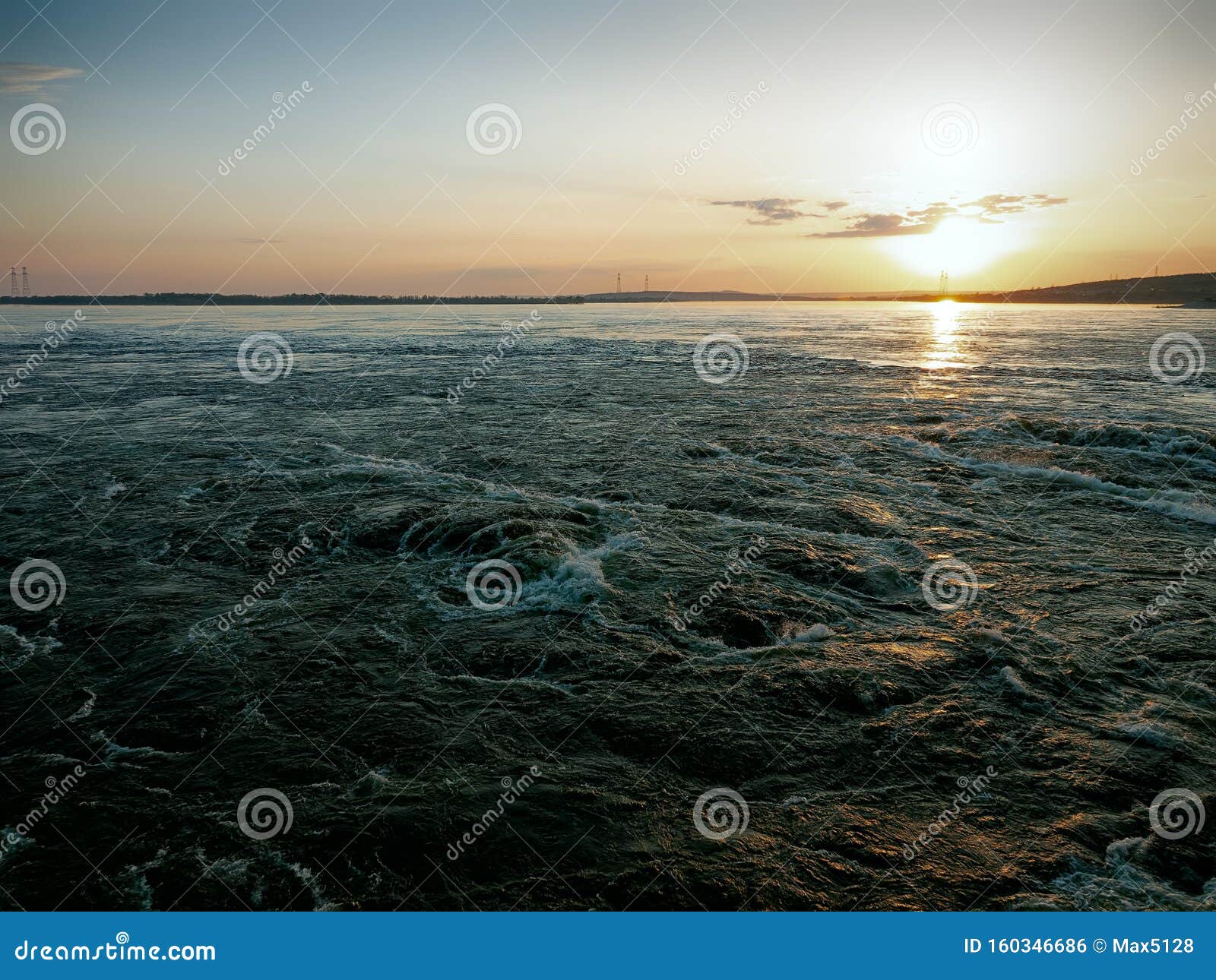 Downstream of the Dam on the Volga River Stock Photo Image of