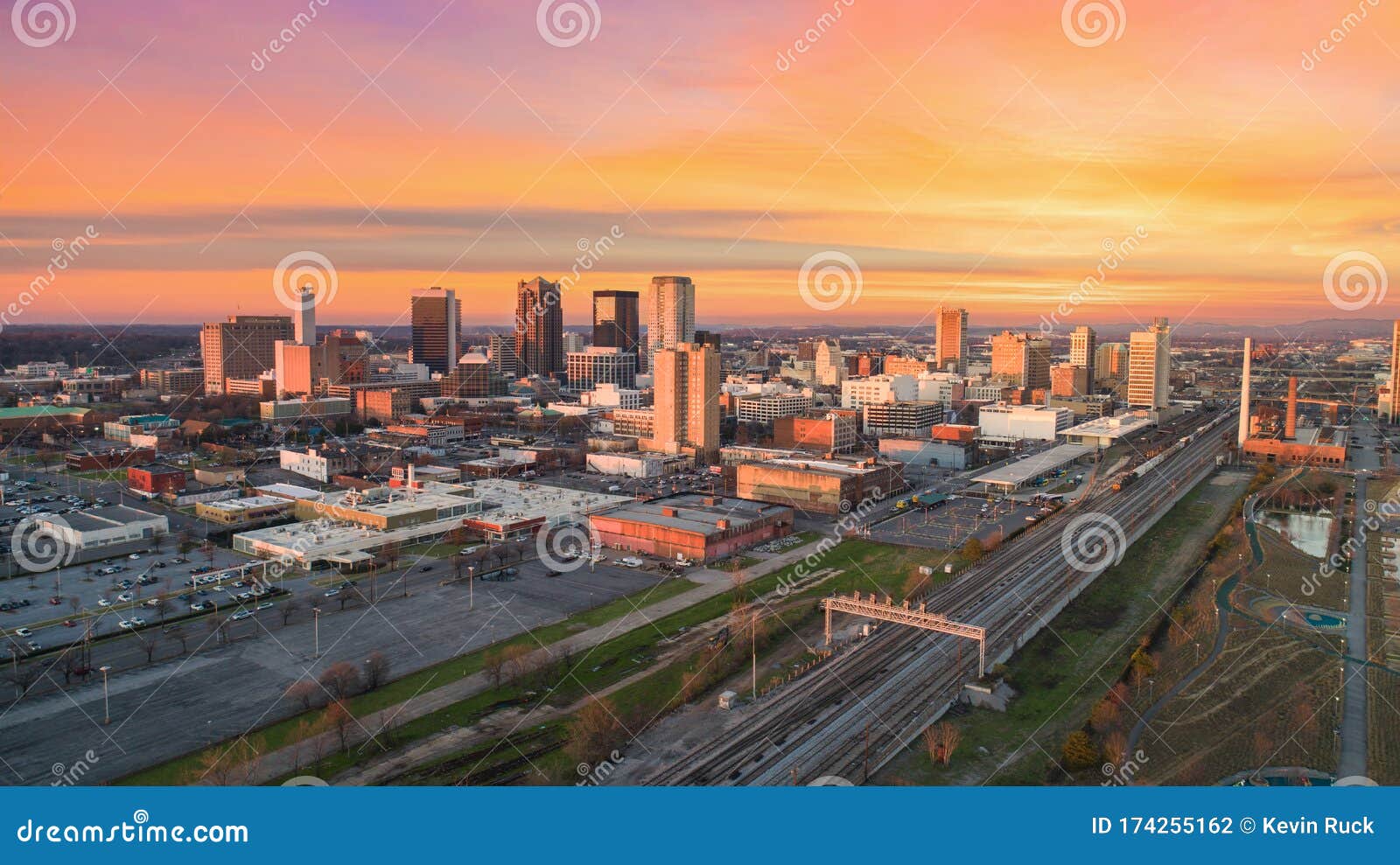Downtown Birmingham, Alabama, USA Drone Skyline Stock - Image of city, aerial: