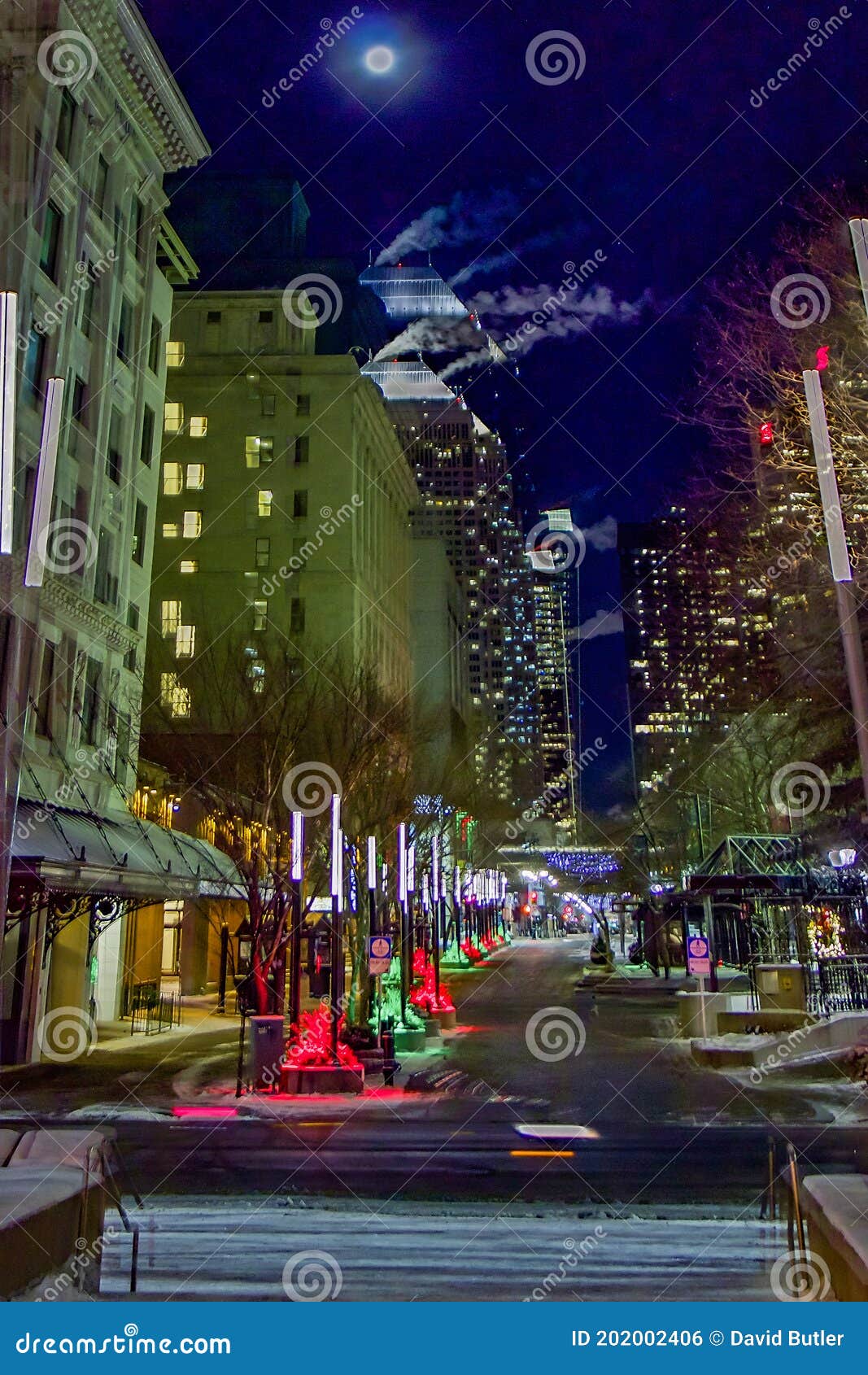 Downtown Calgary All Lit Up for Christmas. Calgary,Alberta,Canada Stock