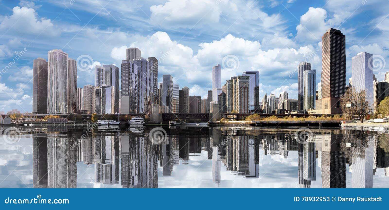 downtown chicago cityscape skyline reflections