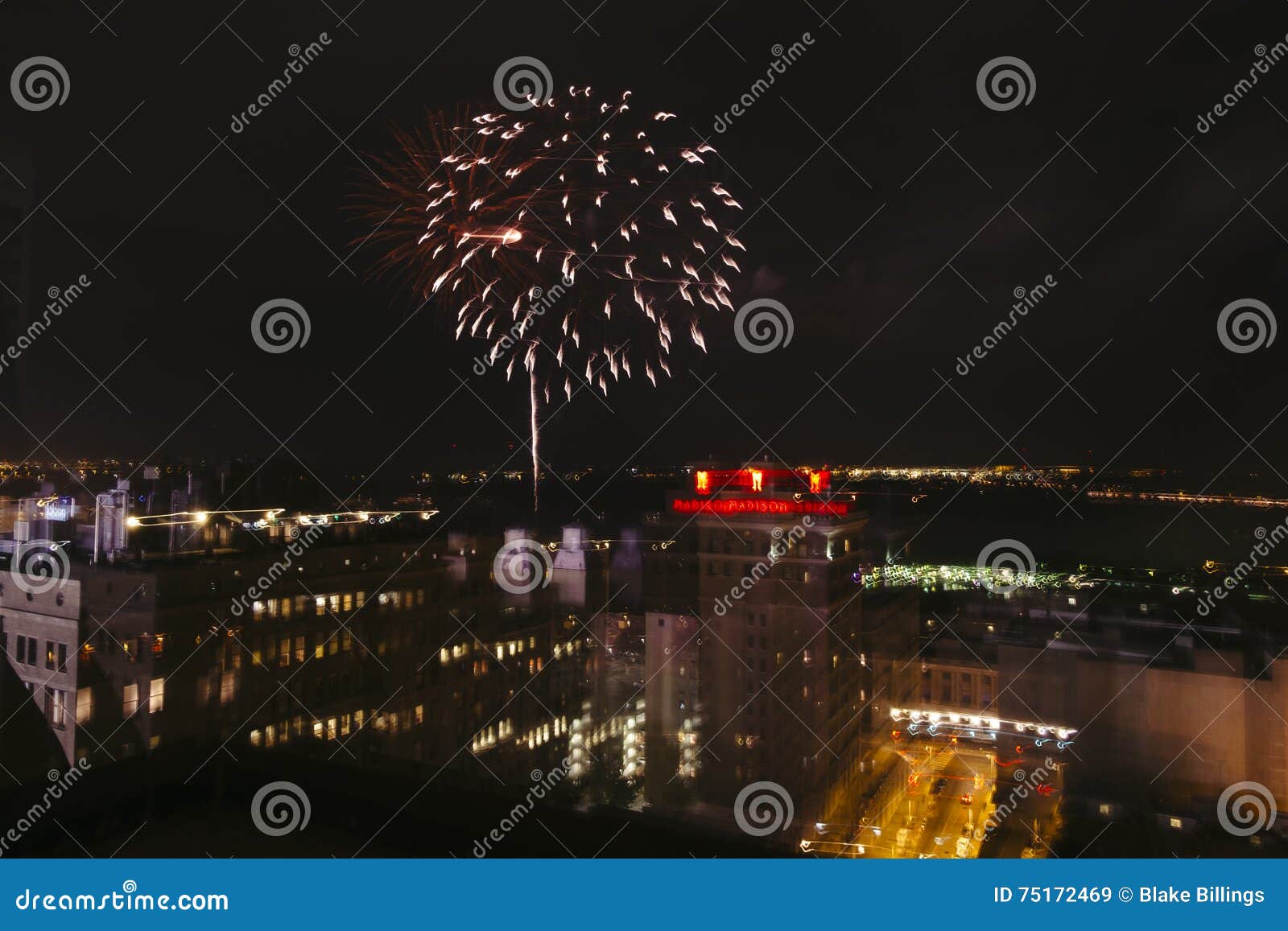 Downtown Fireworks, Fourth of July, Memphis, TN Editorial Stock Image
