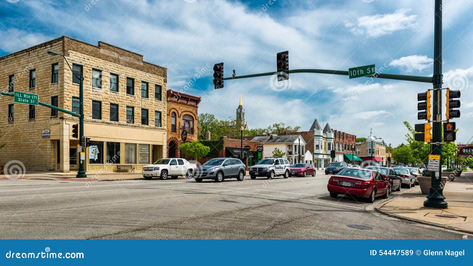 Downtown Lockport editorial stock image. Image of intersection 54447589