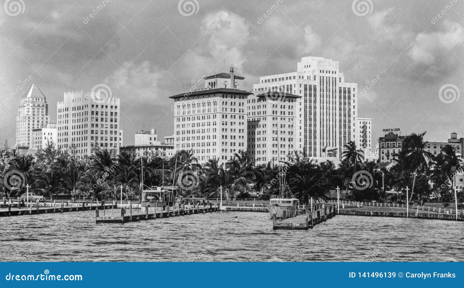Downtown Miami Business Section 1950s Stock Image - Image of historical, florida: 141496139