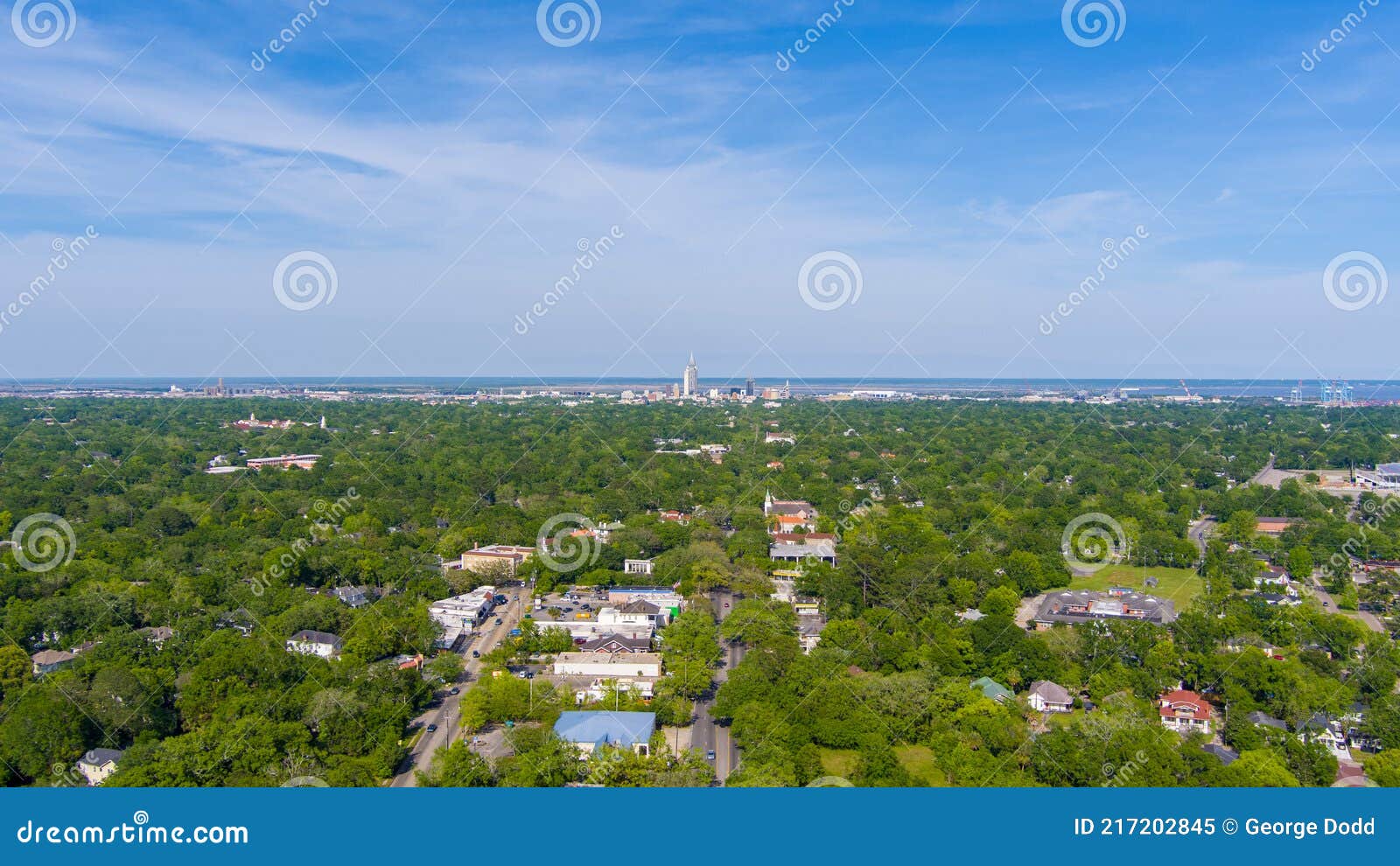 The Downtown Mobile, Alabama Skyline from Above Midtown in April of