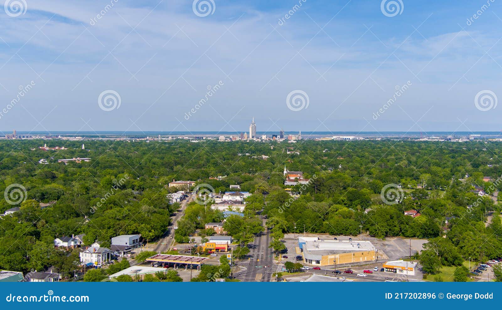 The Downtown Mobile, Alabama Skyline from Above Midtown in April of