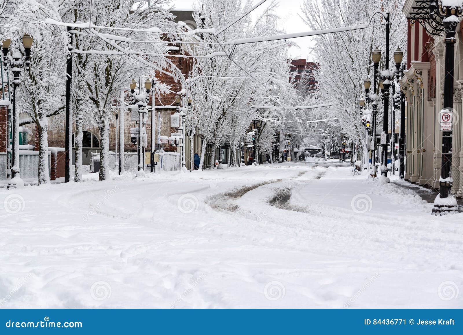 Downtown Portland Under Snow Stock Image - Image of grey, downtown ...