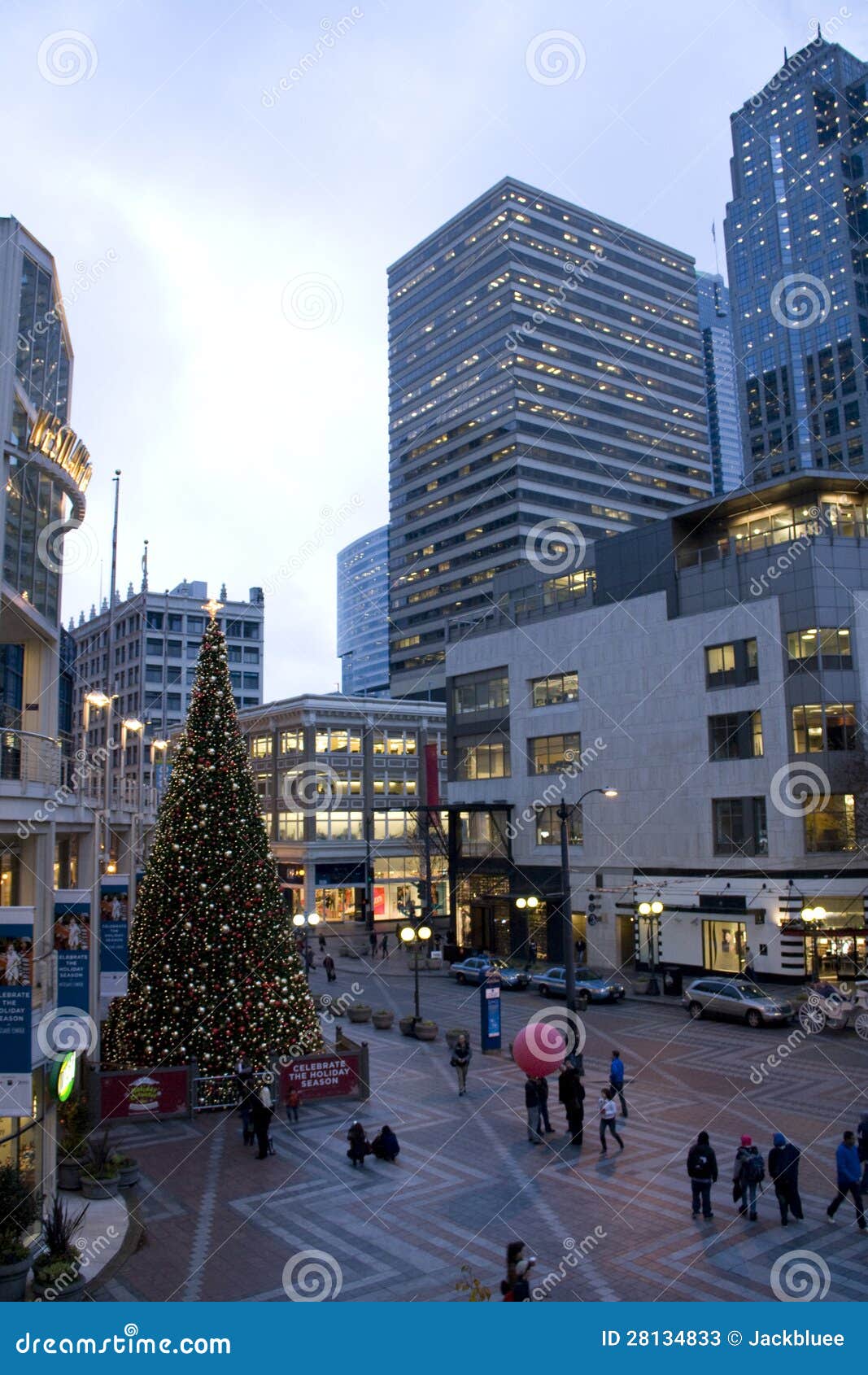 Downtown Seattle with Holiday Decorations Editorial Stock Photo Image