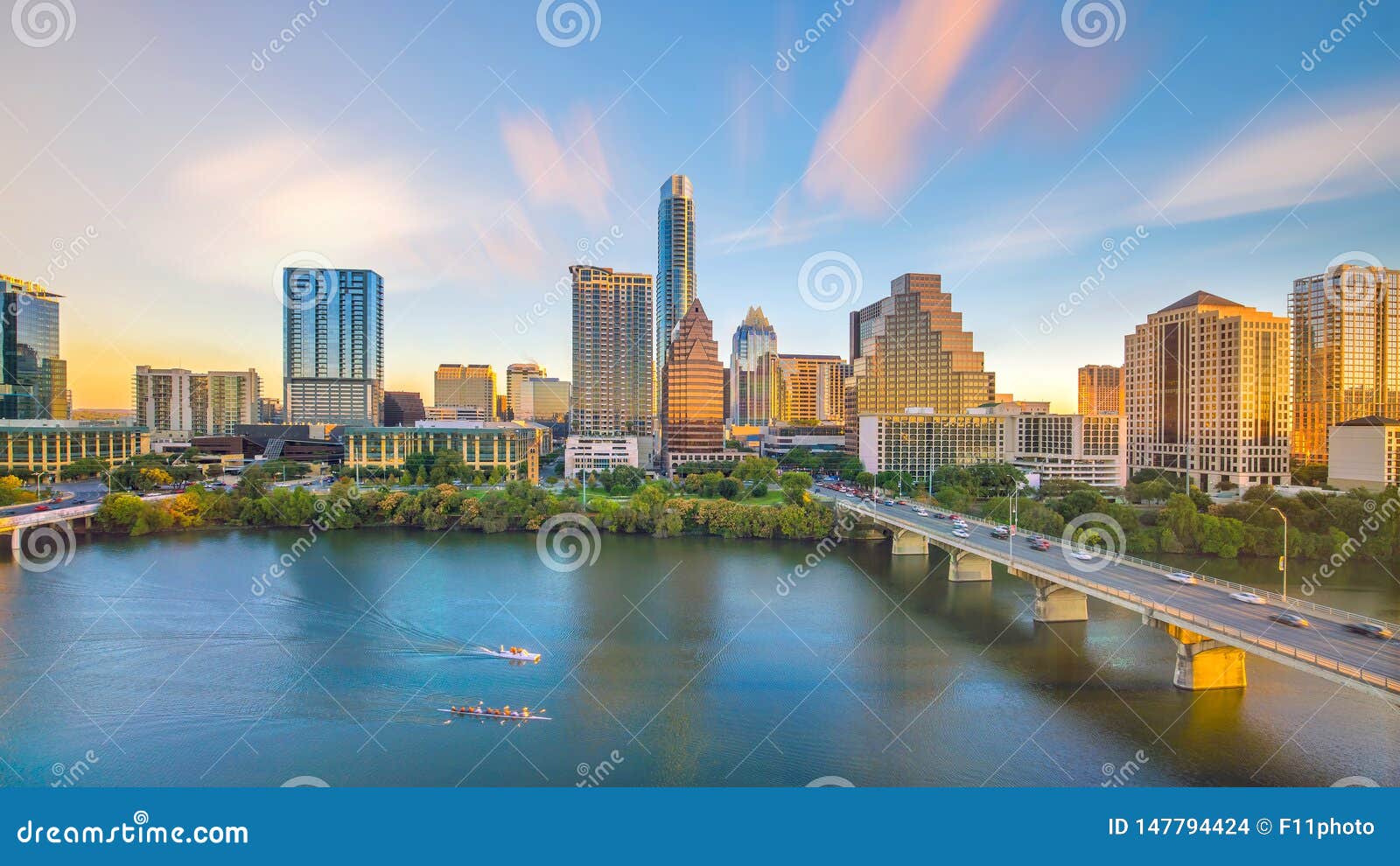 downtown skyline of austin, texas in usa from top view