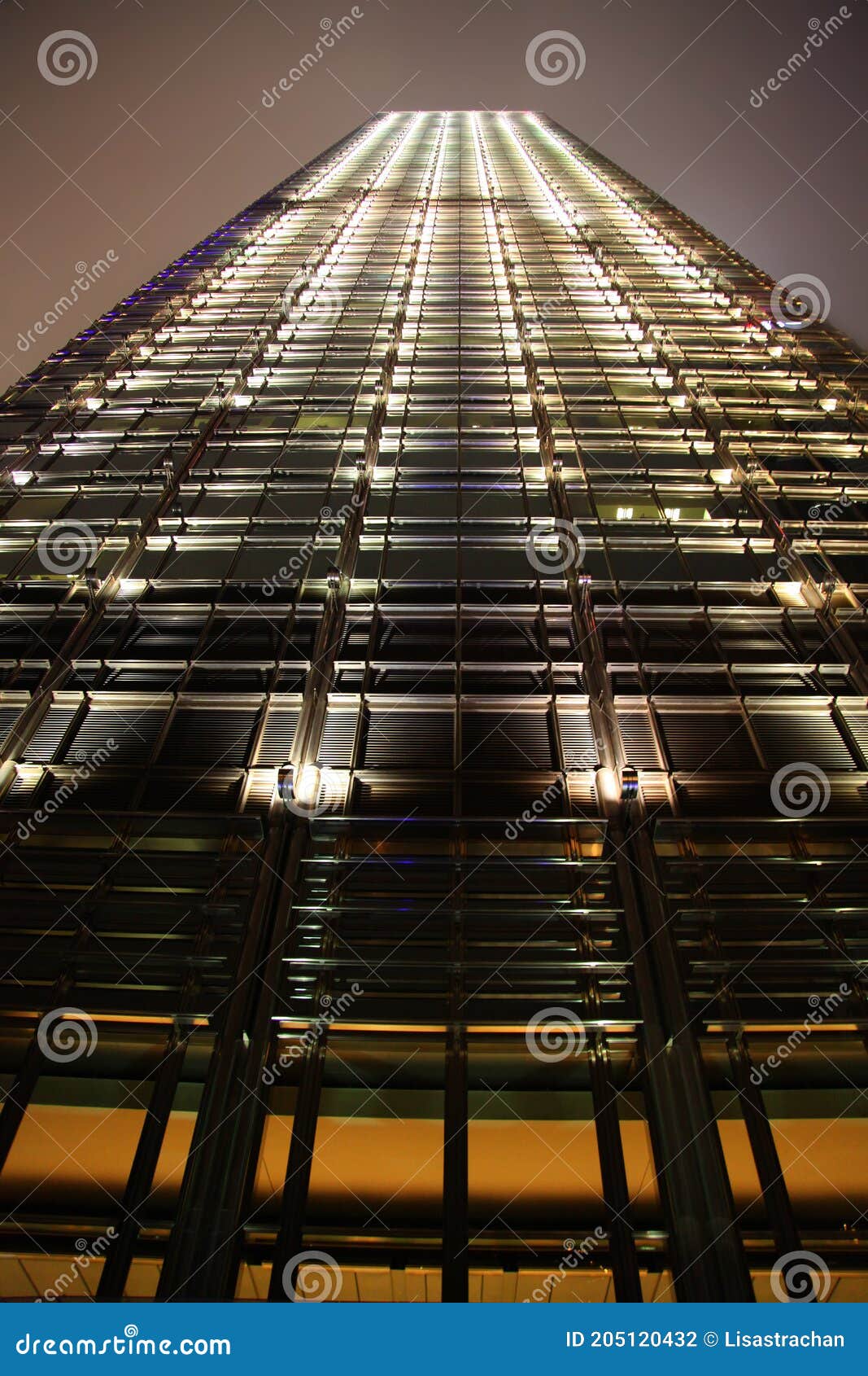 downtown skyscrapper at night, hong kong, china
