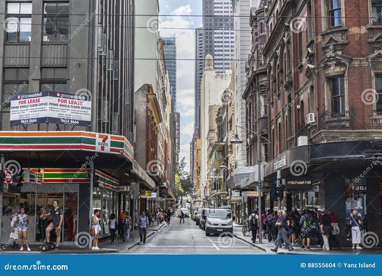 Downtown Street ,melbourne editorial stock image. Image of street 88555604