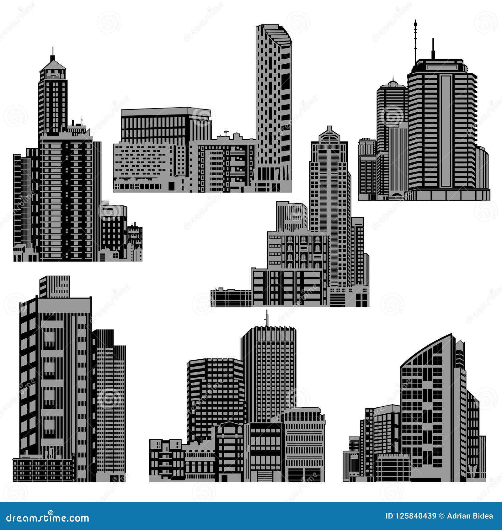 Tall Buildings Silhouettes Vector. Stock Vector - Illustration of ...