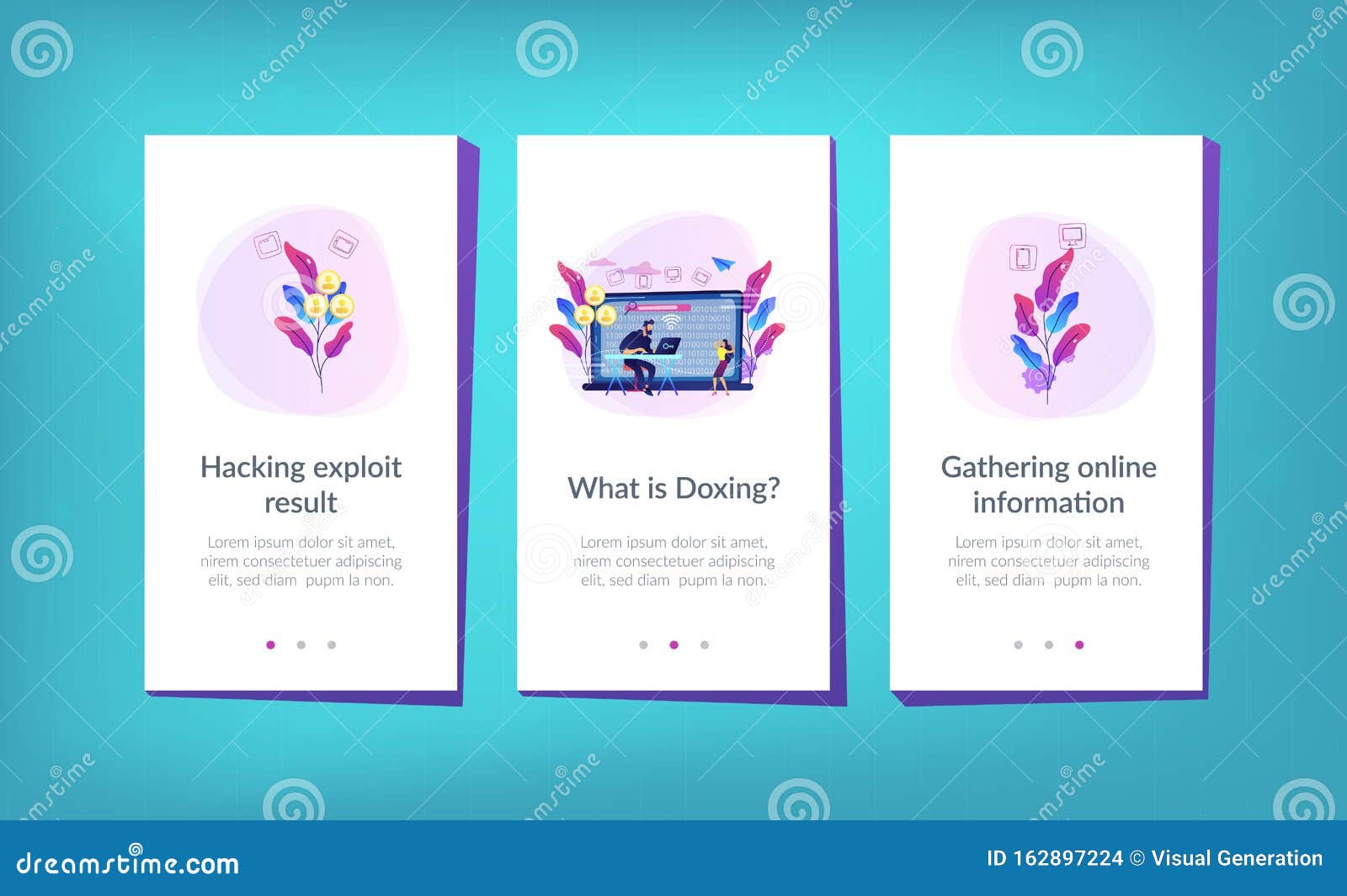 Doxing App Interface Template. Vector Illustration Doxing App Interface Template. Vector Illustration