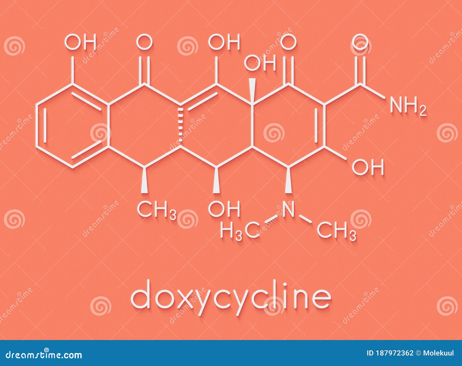 Doxycycline Antibiotic Drug Tetracycline Class Molecule. Skeletal