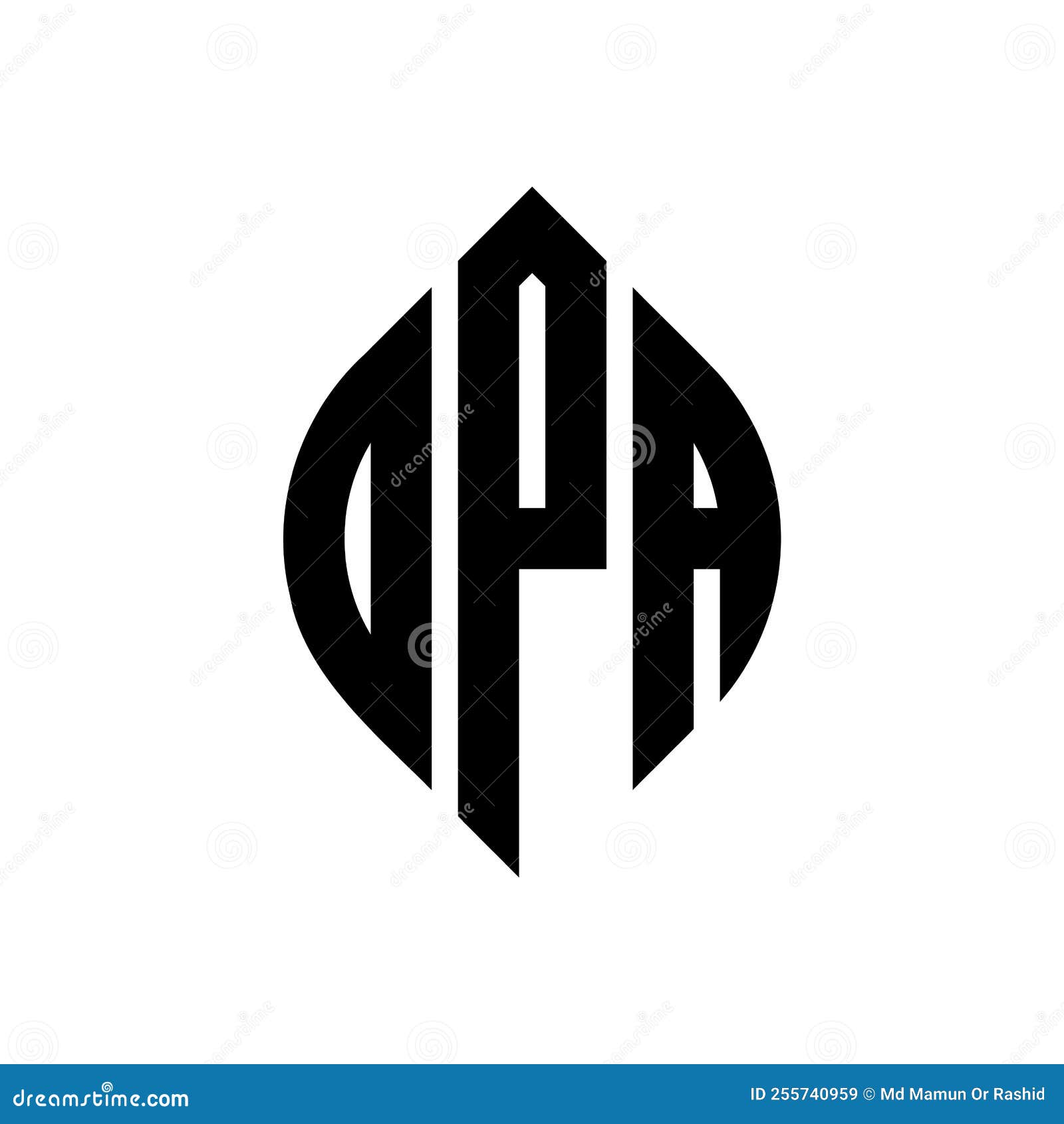 dpa circle letter logo  with circle and ellipse . dpa ellipse letters with typographic style. the three initials form a