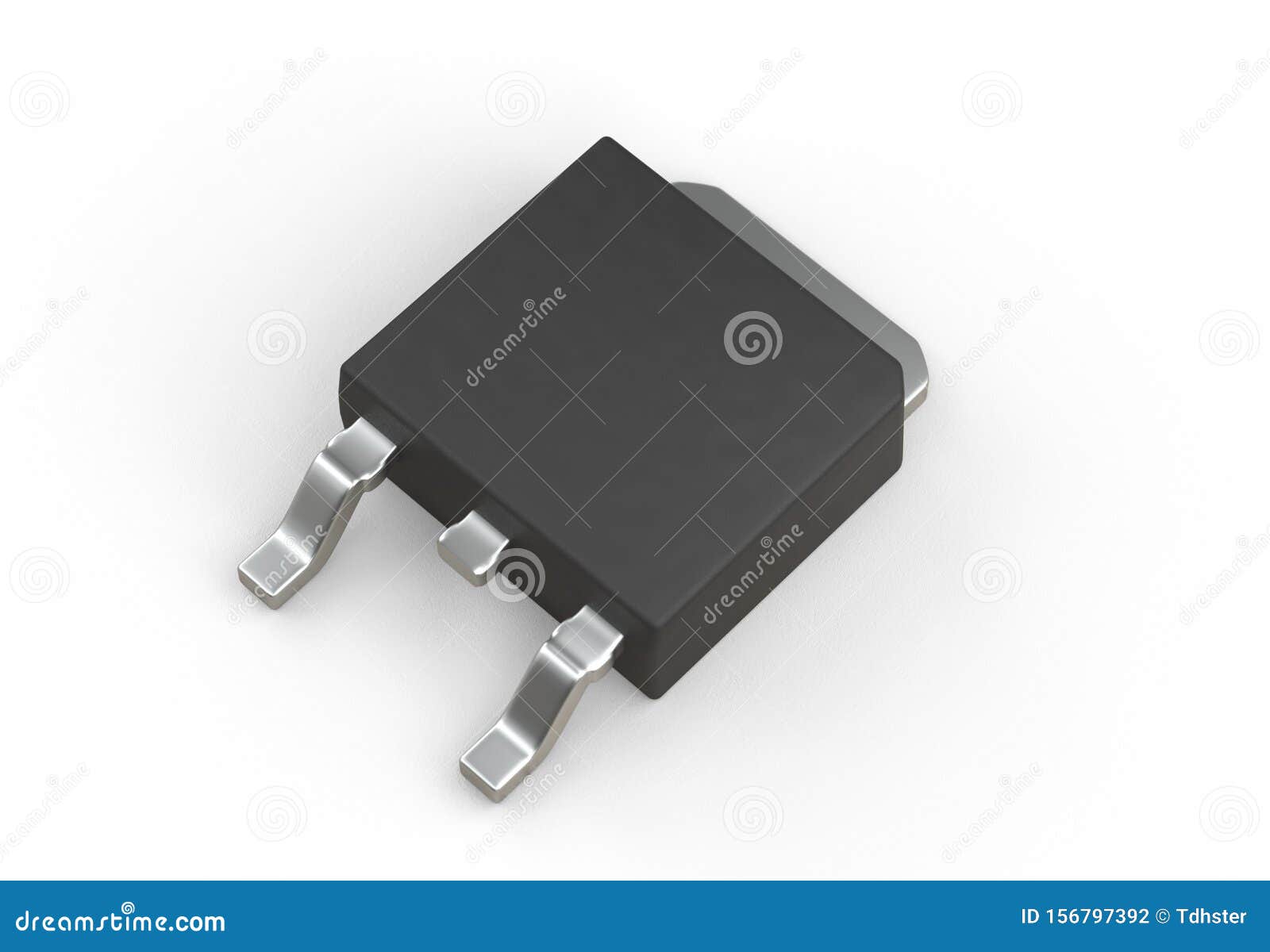 DPAK Mosfet Electronic Transistor Isolated on White 3d Illustration