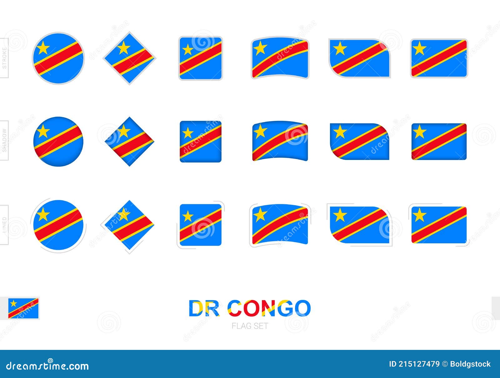 DR Congo Flag Set, Simple Flags of DR Congo with Three Different ...