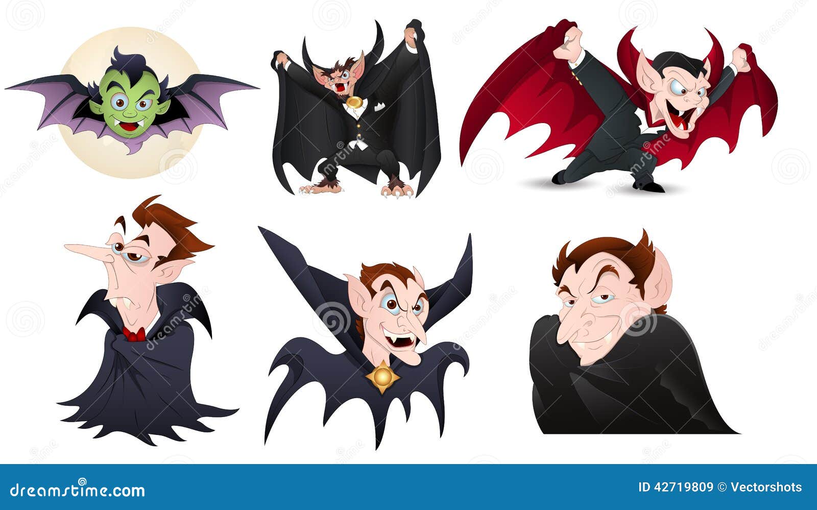 Cute Vector Halloween Characters Vampire Lady Dracula And