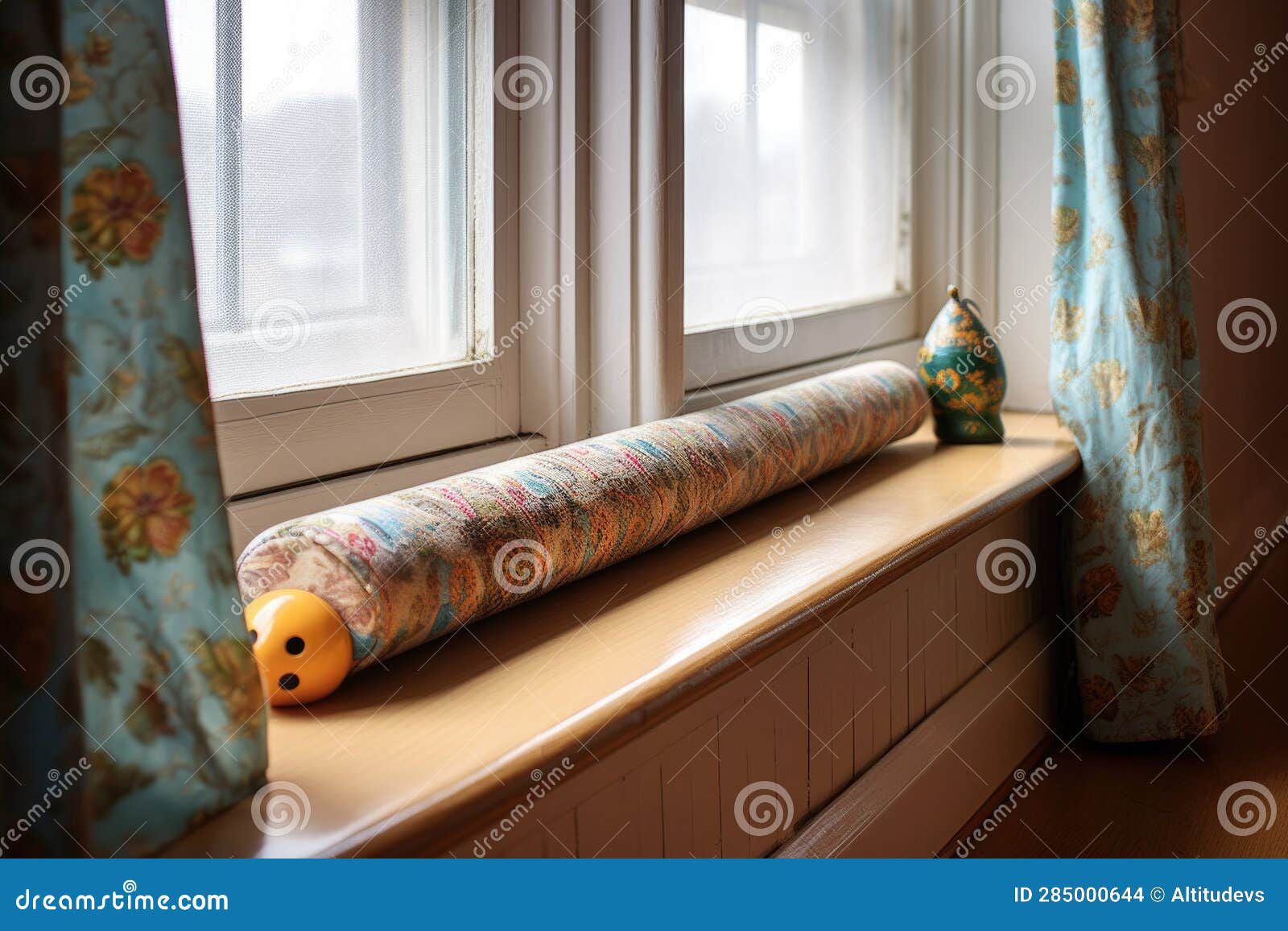 Draft Stopper Placed Along Window Sill Stock Illustration
