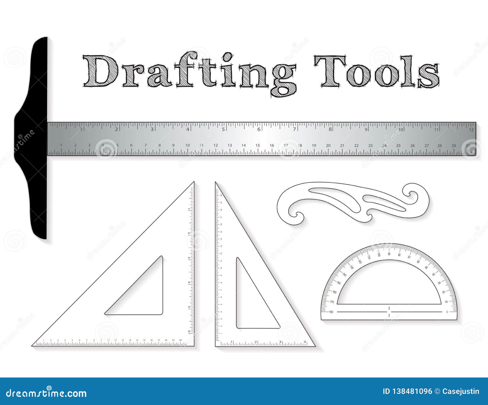 Drafting Tools for Architecture, Engineers, Science, Math Stock Vector -  Illustration of right, office: 138481096