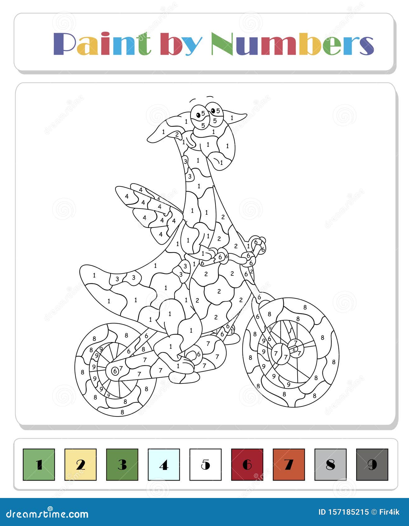 Dragão De Desenho Anda De Bicicleta Jogo Educacional De Cor Por