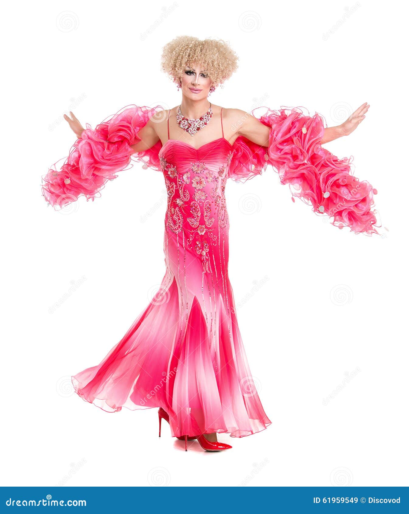 Drag Queen in Pink Evening Dress Performing Stock Image Image of
