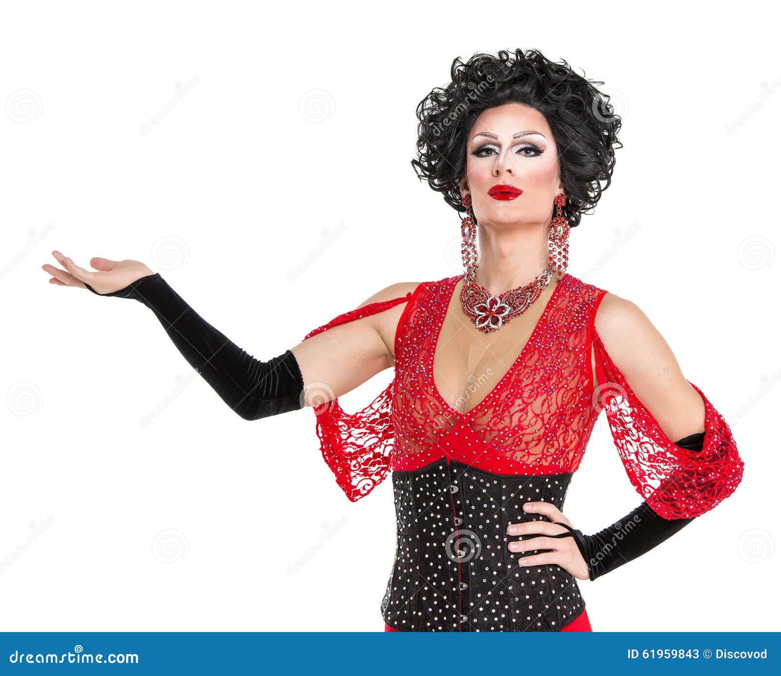 Drag Queen in Red Evening Dress Performing Stock Image Image of