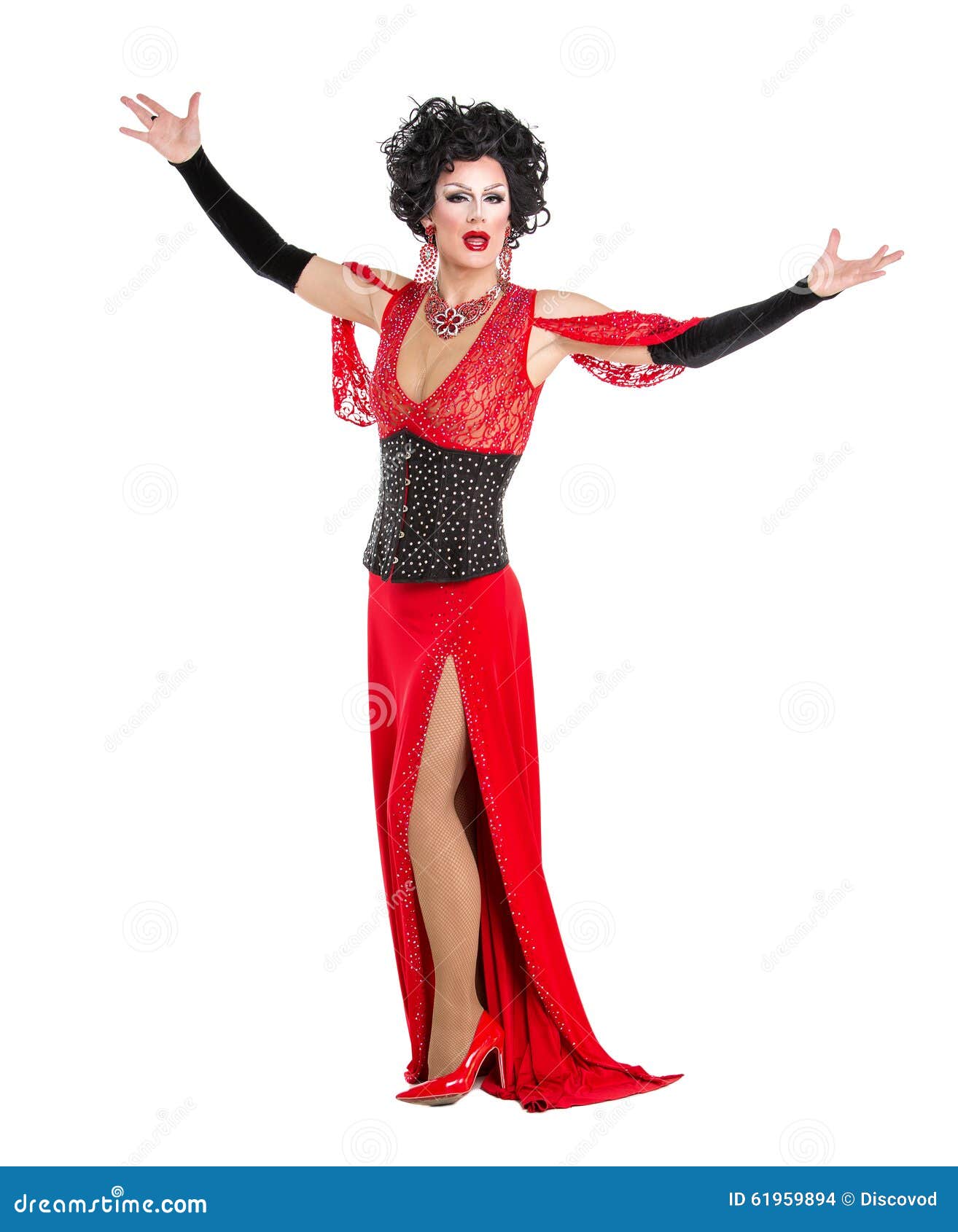 Drag Queen in Red Evening Dress Performing Stock Photo Image of