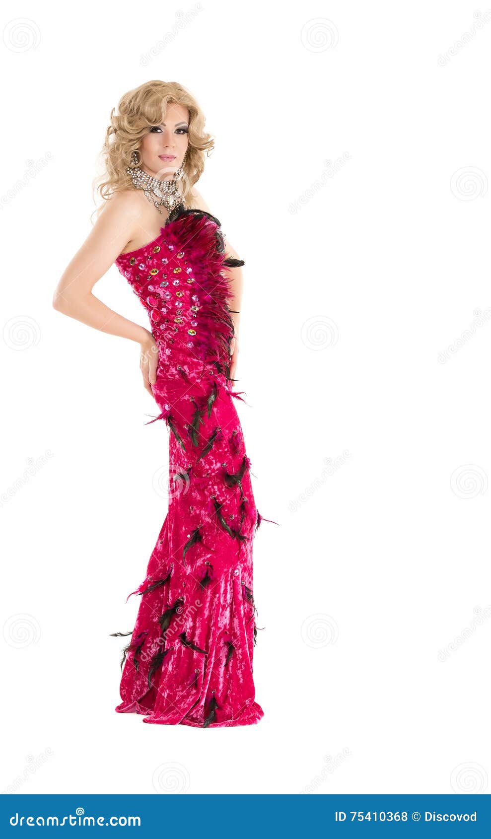 Drag Queen in Red Evening Dress Performing Stock Photo Image of drag