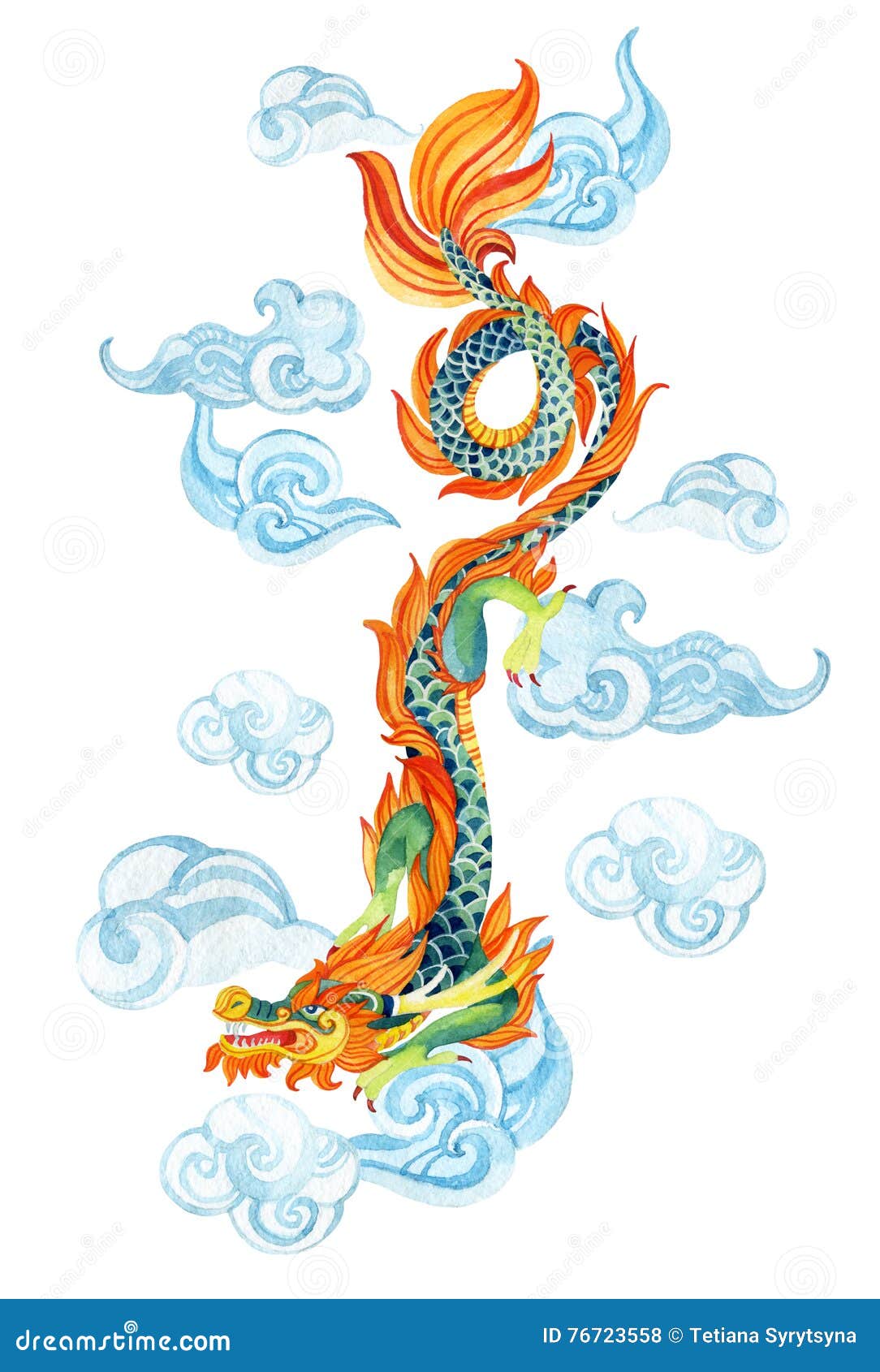 Drago Cinese Illustrazione Asiatica Del Drago Illustrazione di Stock -  Illustrazione di classico, immaginario: 76723558