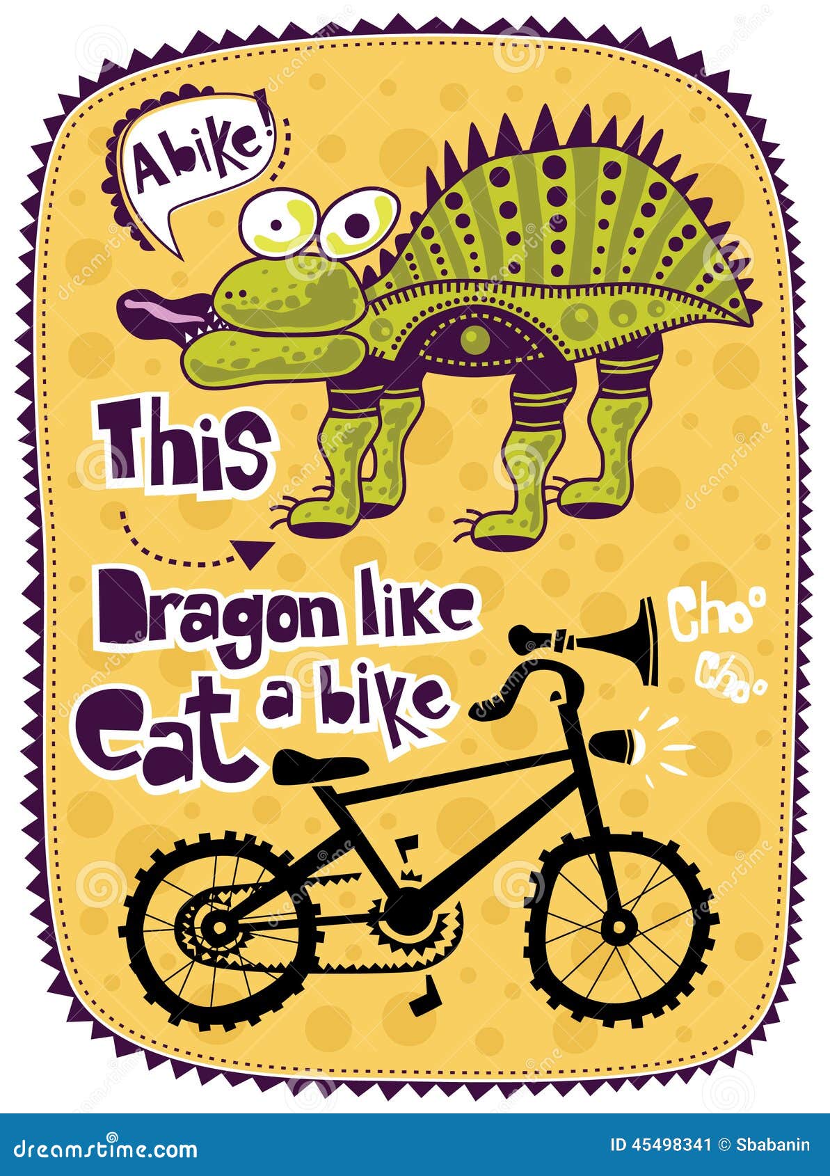 Dragon and a bike stock vector. Illustration of baby 45498341