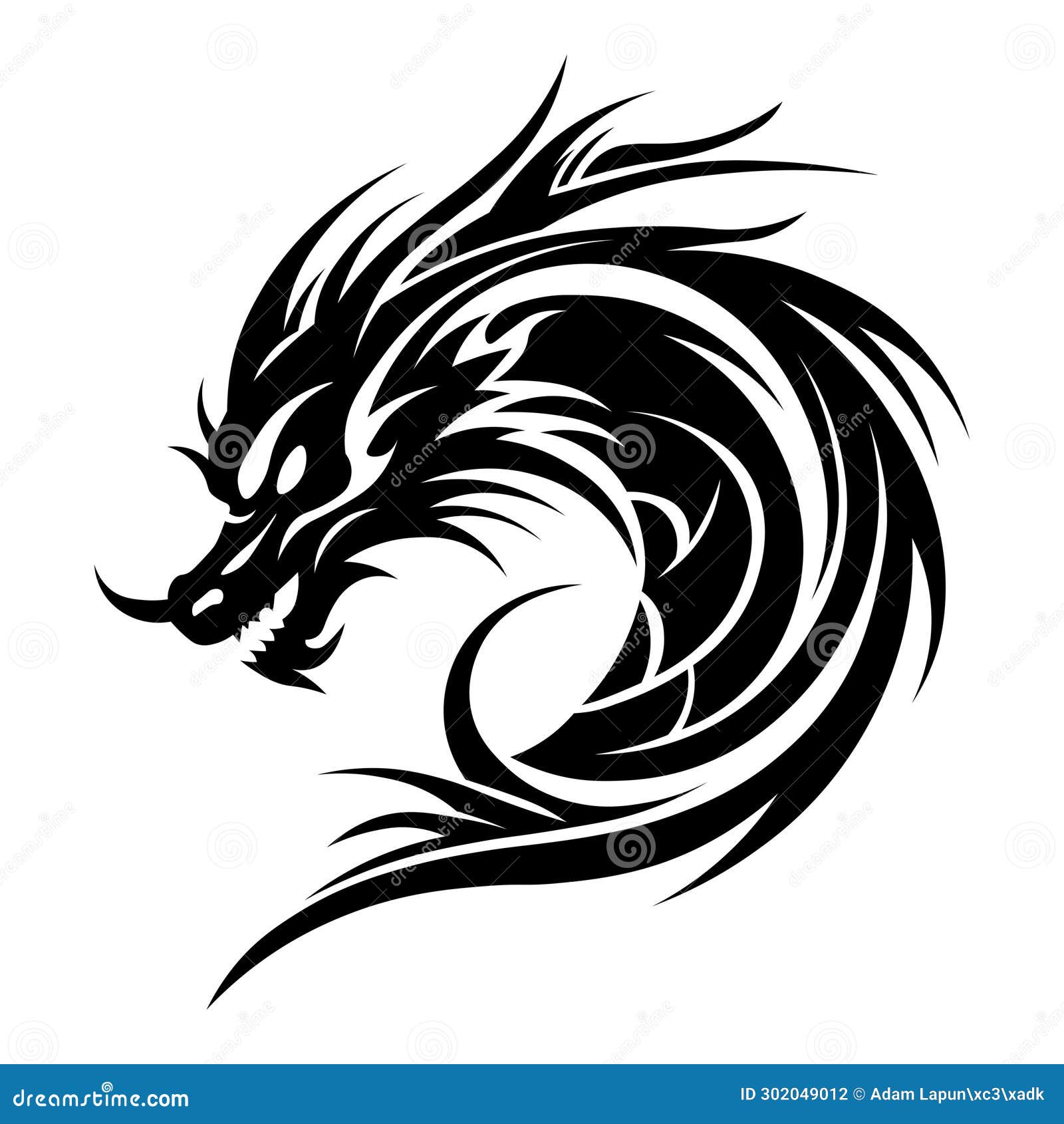 Dragon Black Vector Icon on White Background Stock Illustration