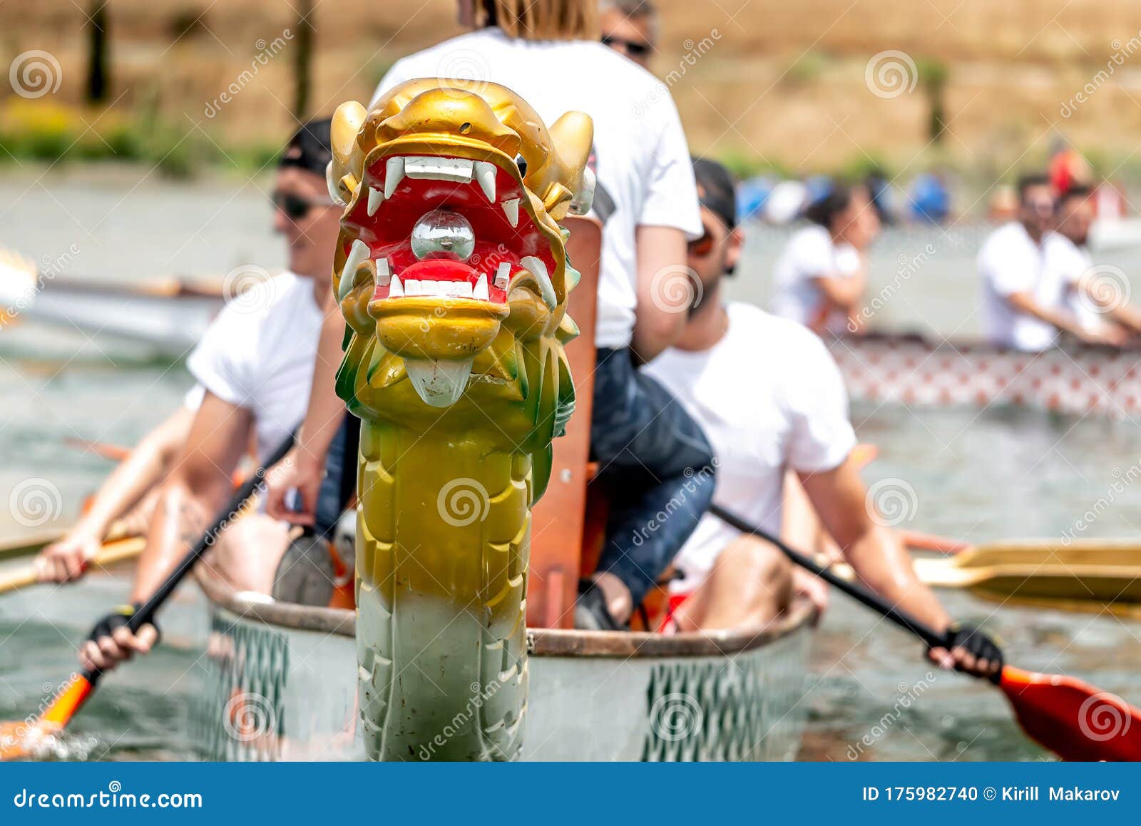 Dragon Boat with a Head, Front View Stock Photo Image of event