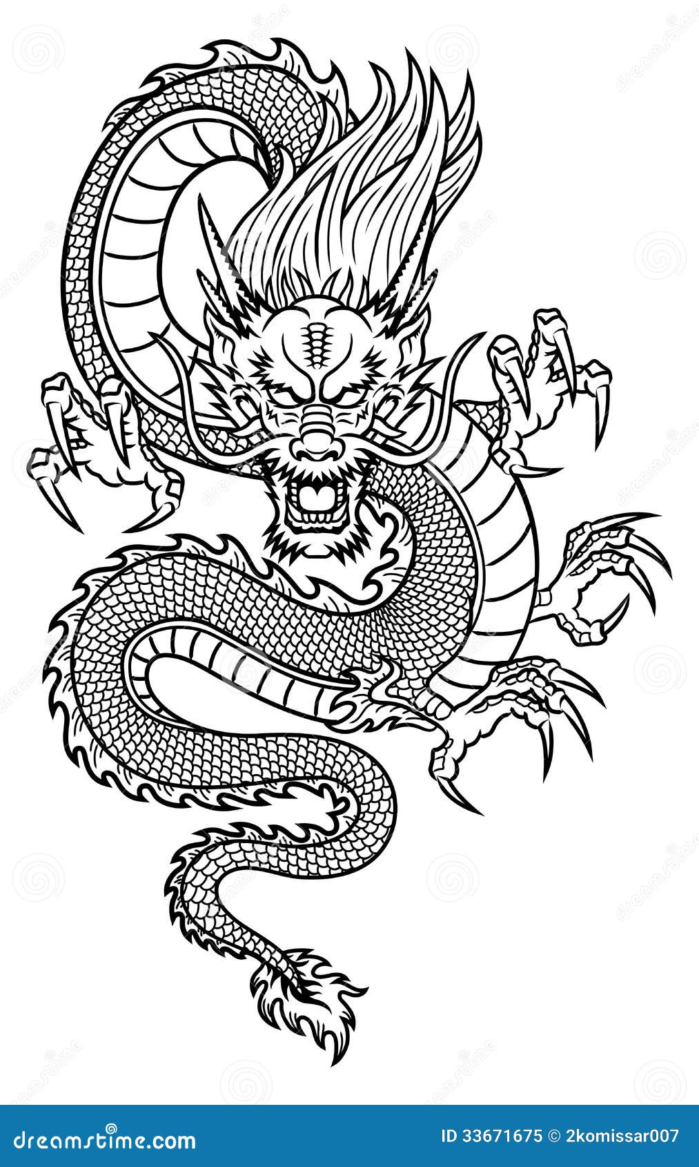 Dragon chinois illustration de vecteur. Illustration du dragon - 33671675