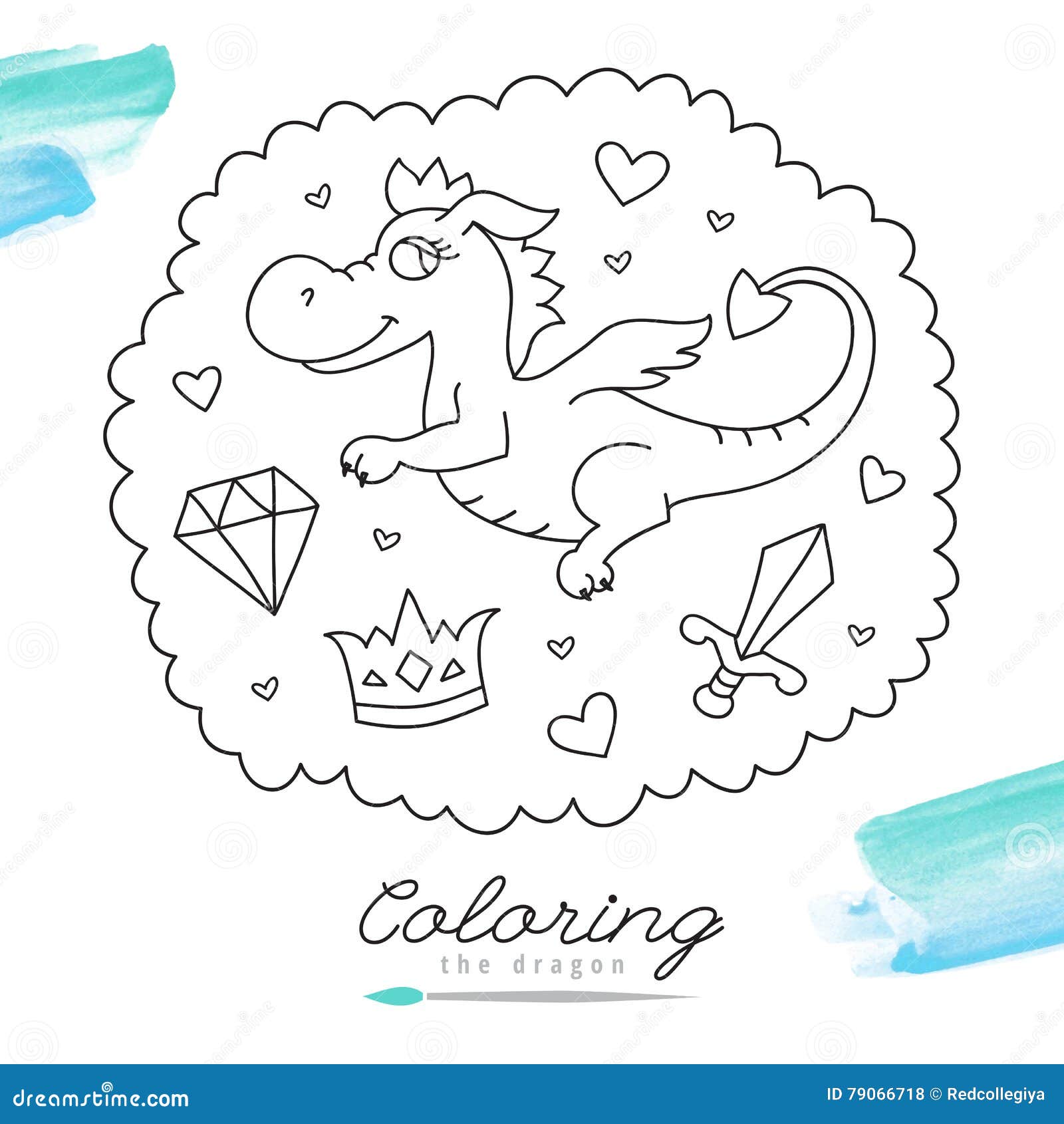 Dragon for coloring stock vector. Illustration of child - 79066718