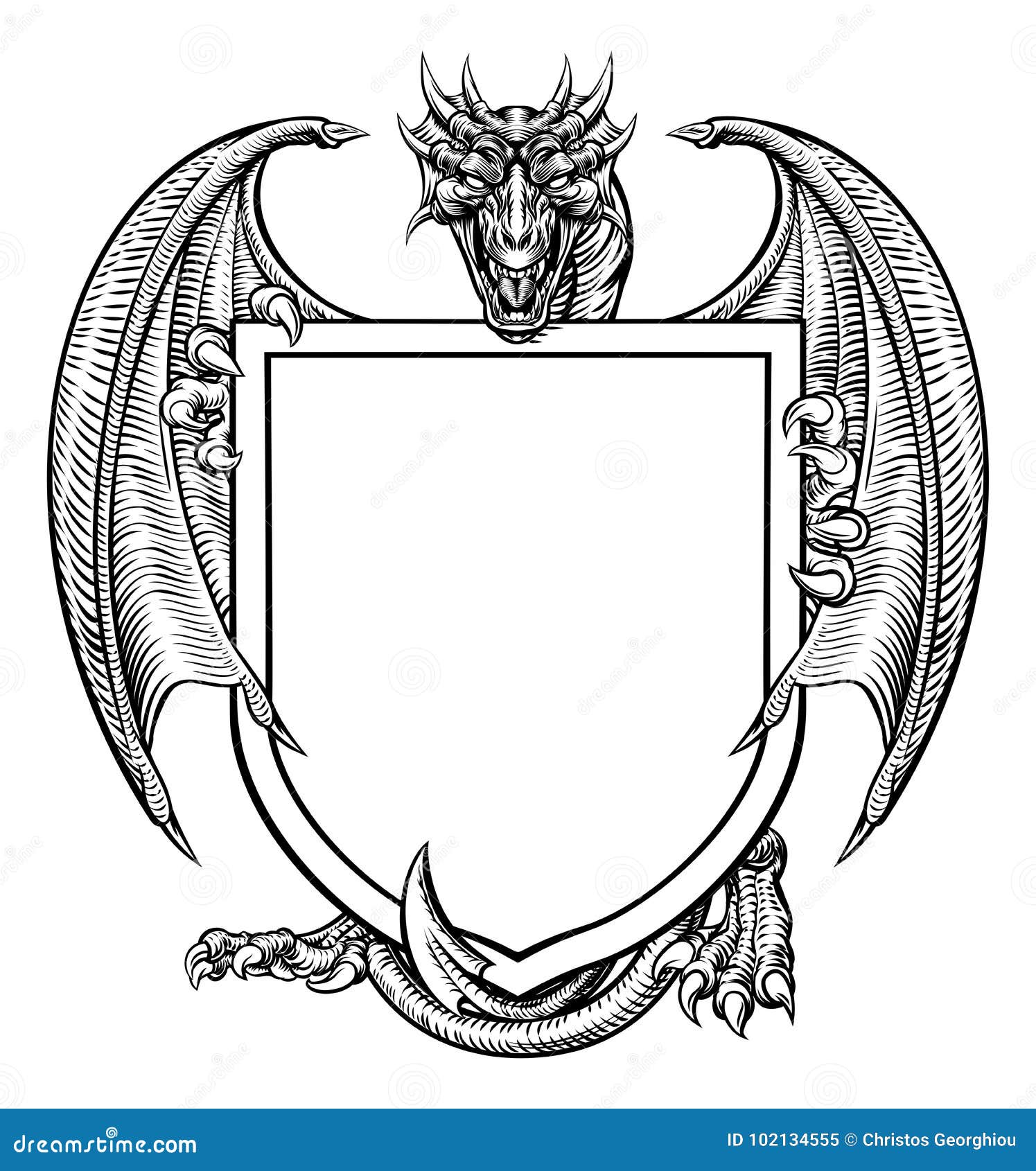 dragon crest coat of arms shield heraldic emblem