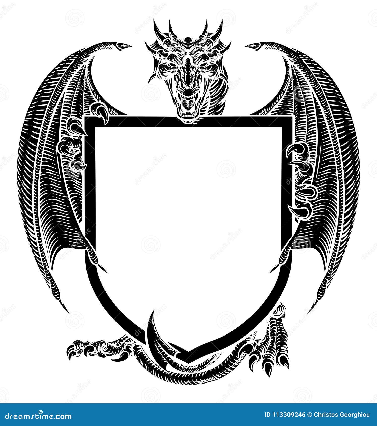 dragon crest heraldic coat of arms shield emblem