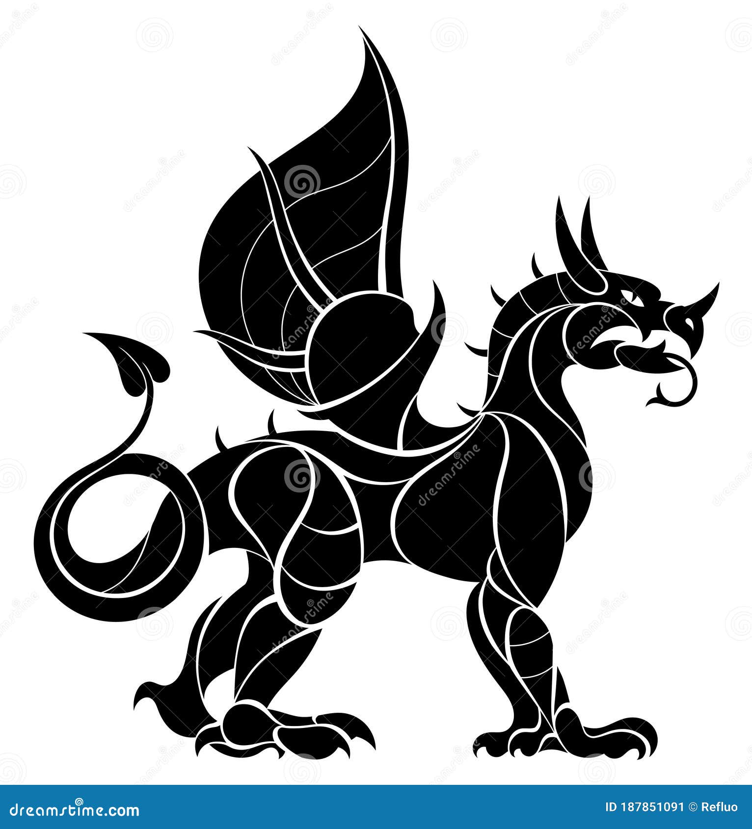 Dragon decorative black stock vector. Illustration of heraldry - 187851091