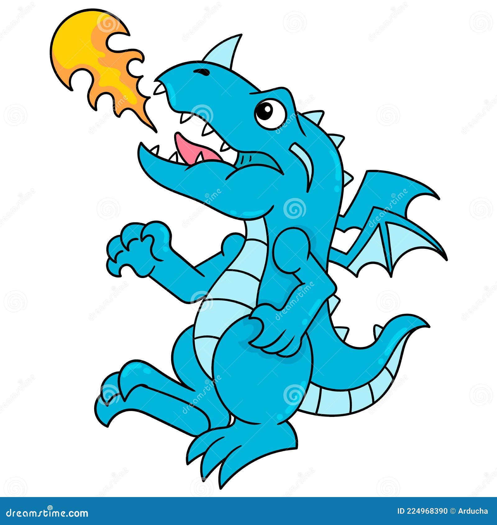 Dragon Qui Crache Du Feu Dessin Facile Dragon Féroce Crache Le Feu Pour Brûler Doodle Icône Image Kawaii Illustration de Vecteur - Illustration du griffonnage, symbole: 224968390