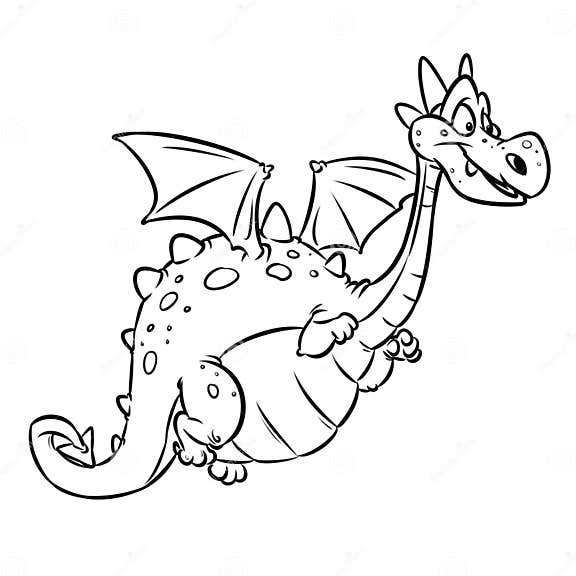 Dragon Fairy Animal Cheerful Cartoon Coloring Page Stock Illustration ...