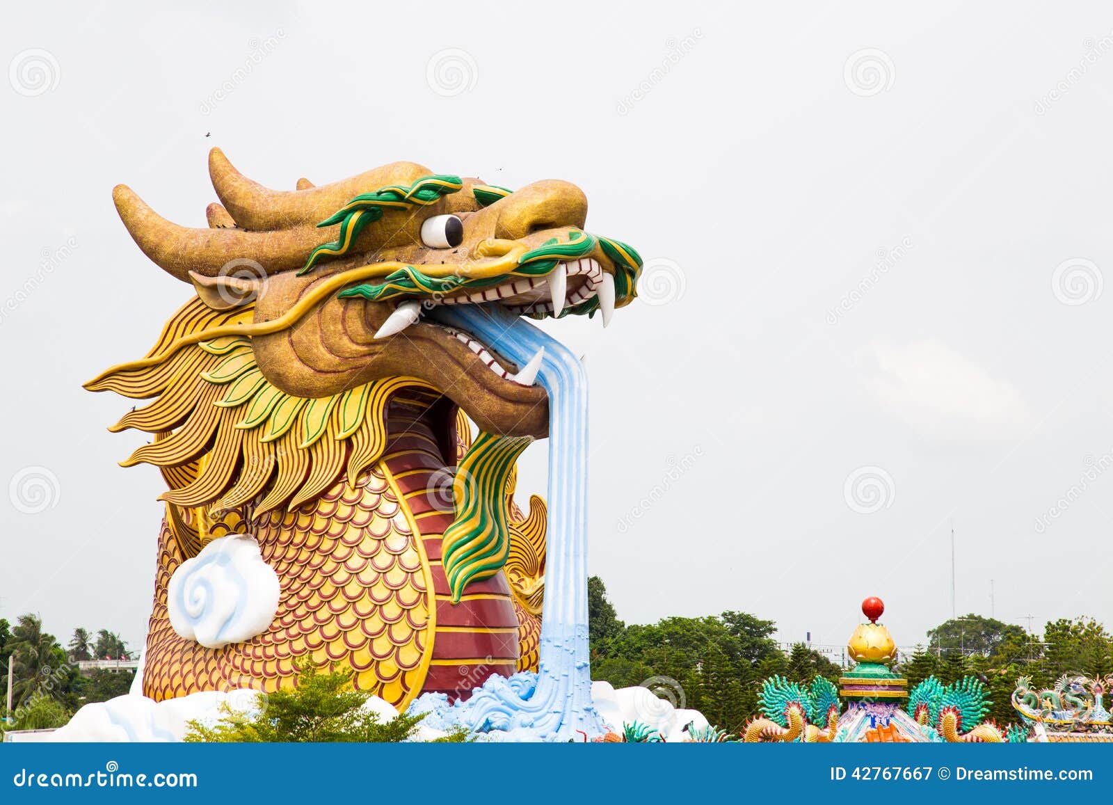 Dragon fountain statue stock image. Image of animal, asian 42767667