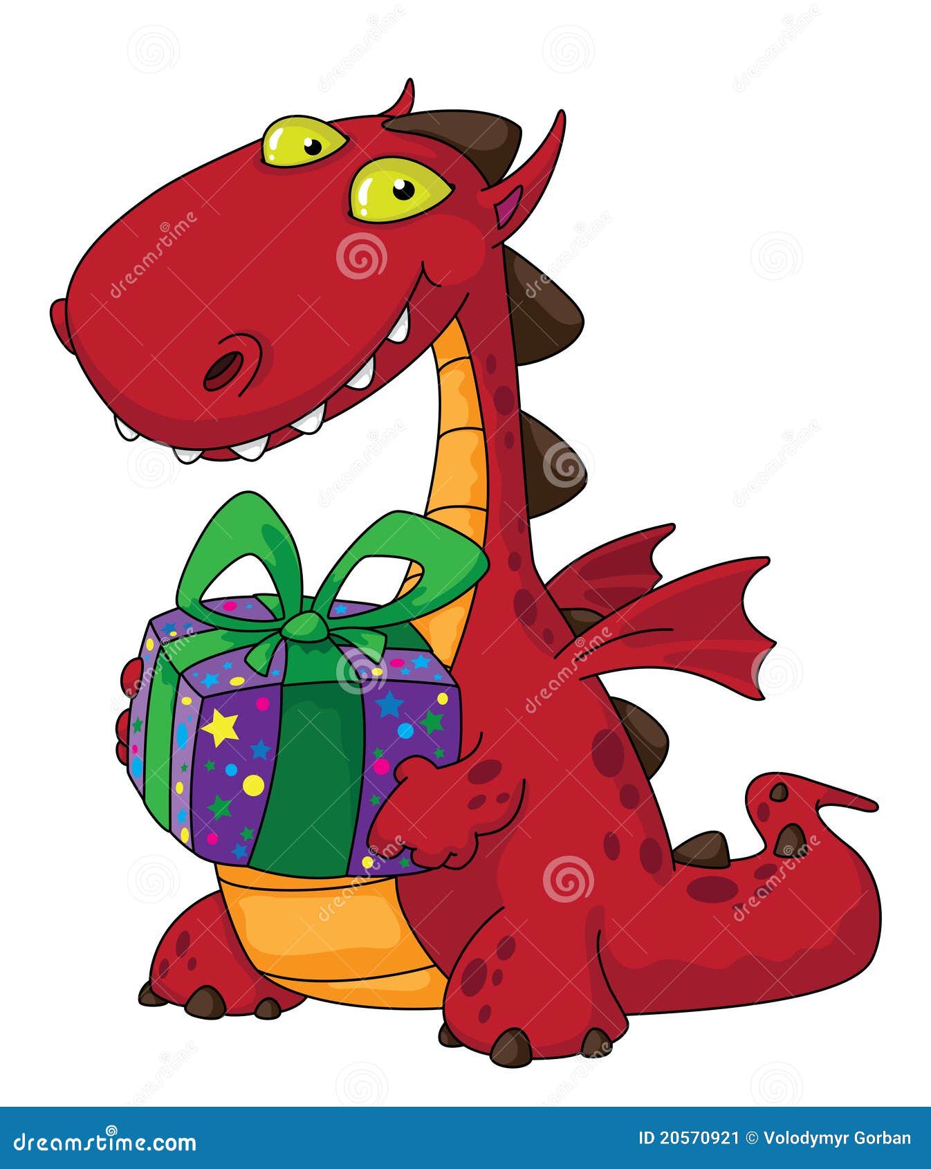 Dragon and a gift stock vector. Illustration of fairy - 20570921